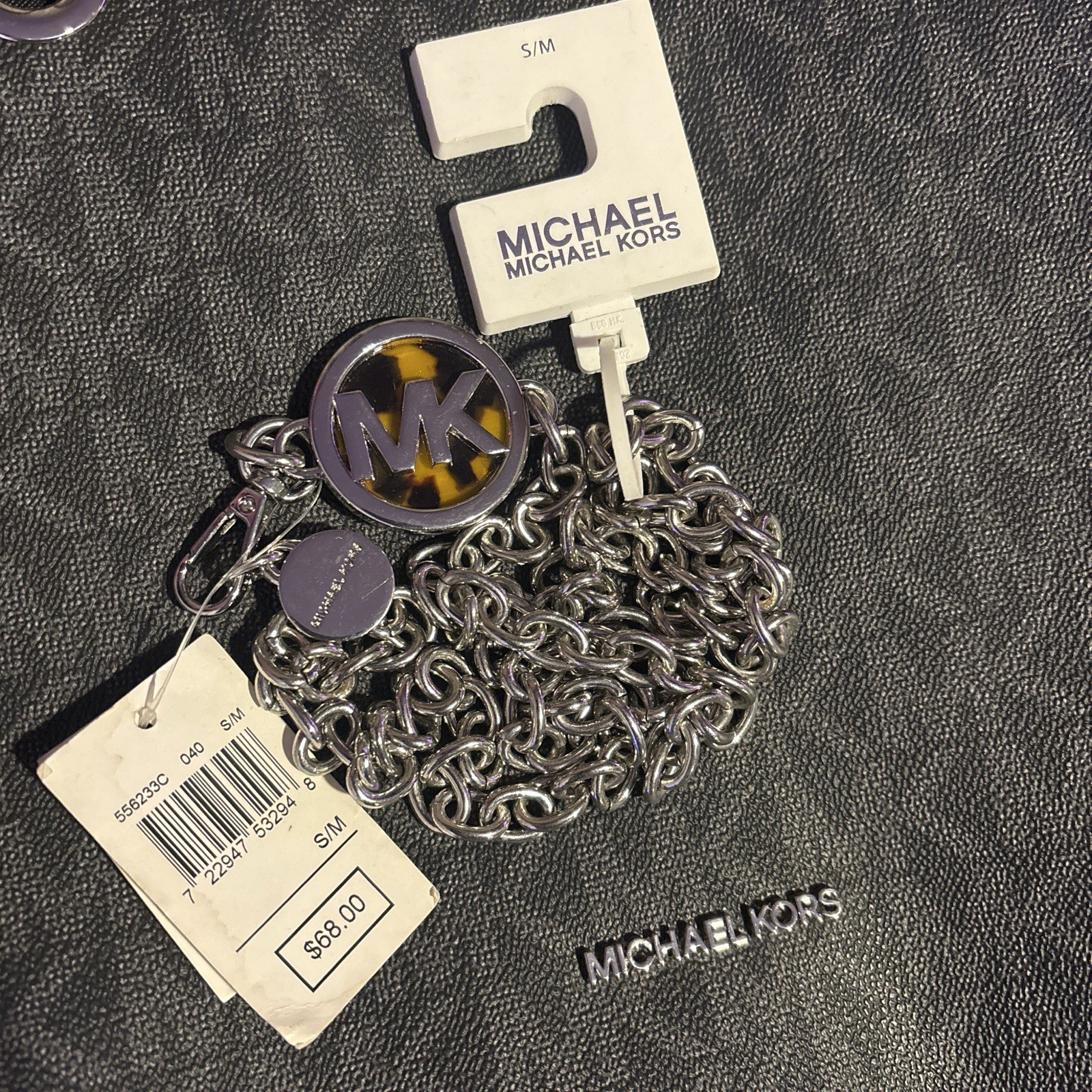Michael Kors Medium Tote Black MK Monogram, Adjustable Strap, Bag Charm