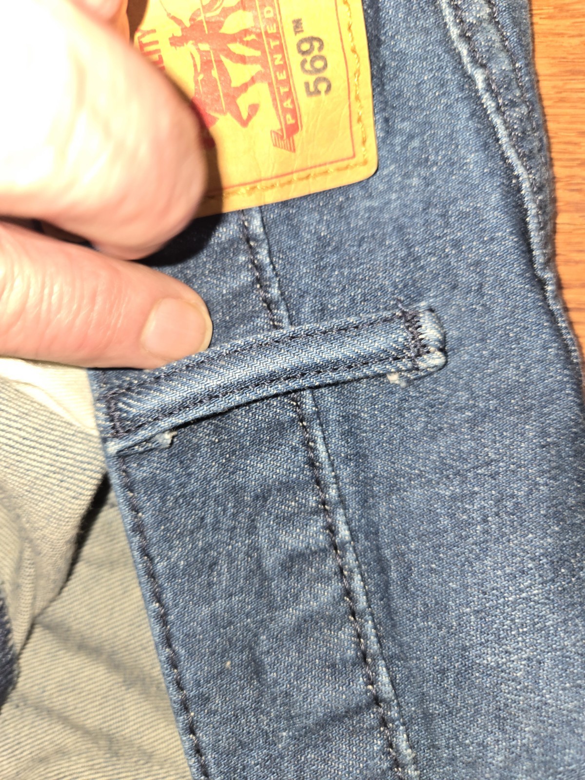 MENS LEVI’S 569 38X30 (FIT 38X28) LOOSE STRAIGHT FIT DARK BLUE JEANS A+ HEM JOB