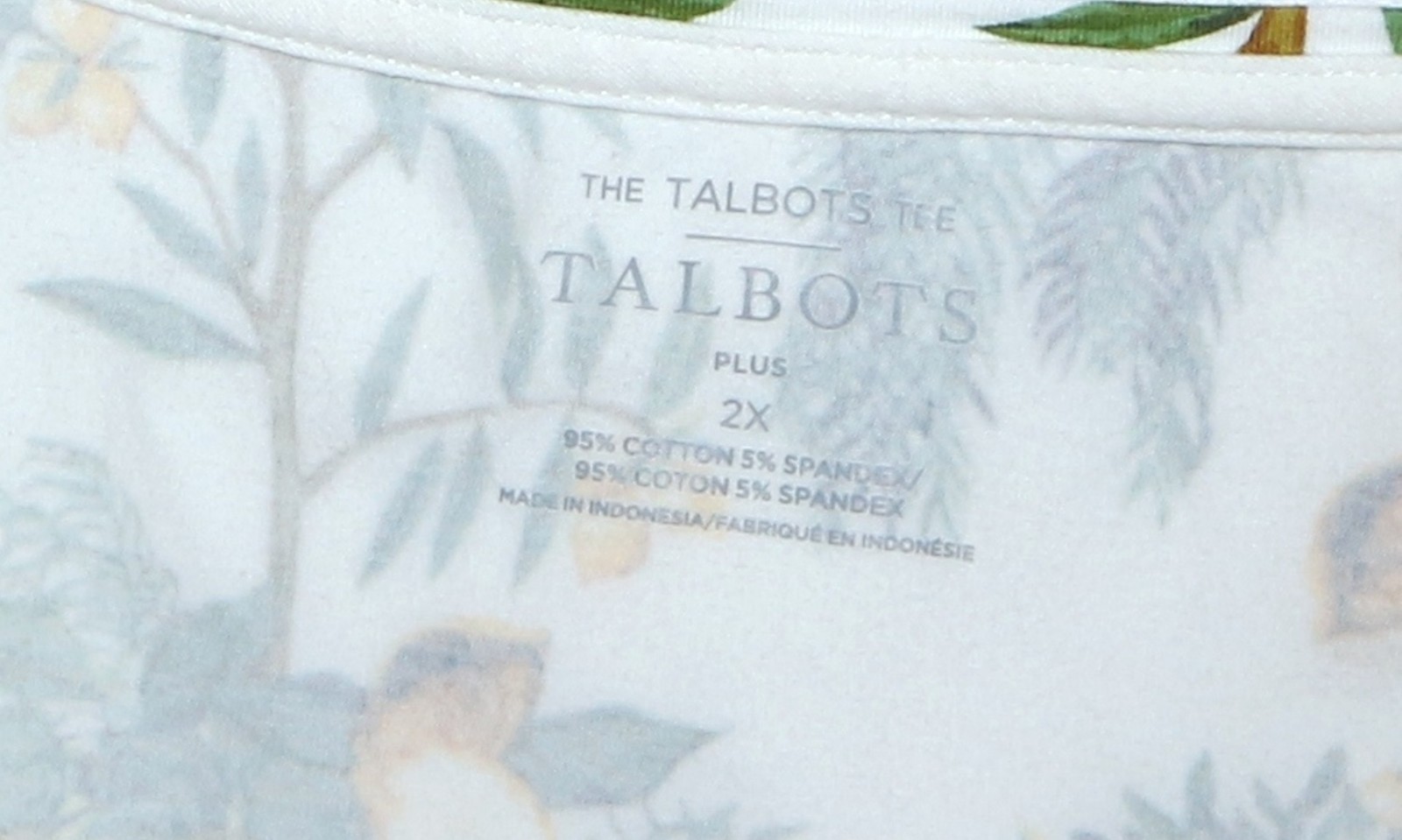 TALBOTS PLUS White T-Shirt w Lemons 3/4 Slvs 47 In Chst 26 In Lng Sz 2X EXC