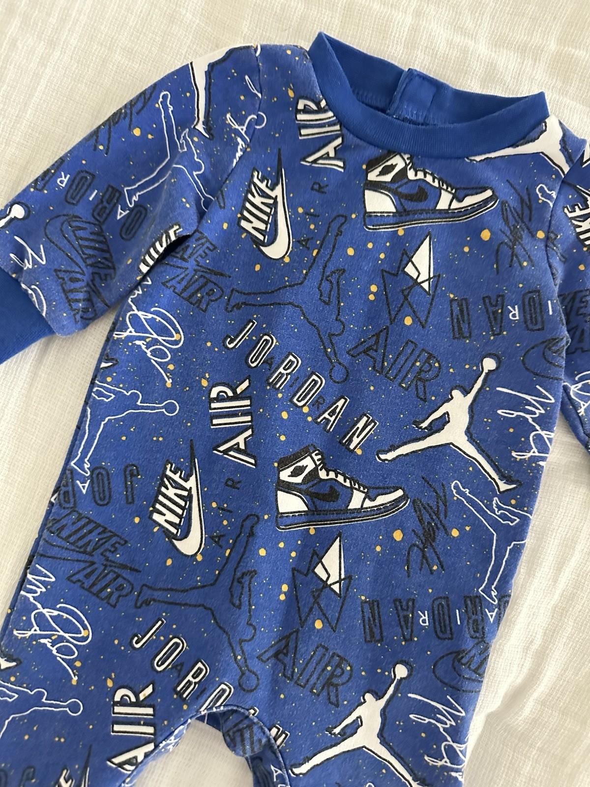 Nike Jordan Jumpsuit Romper Size 0-3 Months Logo Royal Blue Print All Over