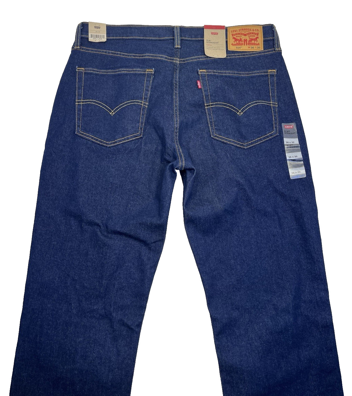 New LEVI’S 514 Men’s 36 x 30 Straight Fit 5-Pocket Dark Blue Jeans