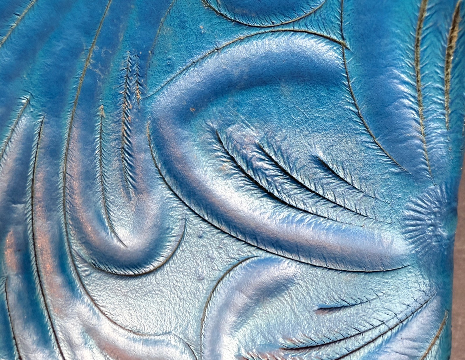 Ladies Blue Tooled Leather Wallet (NWT) Paraguay