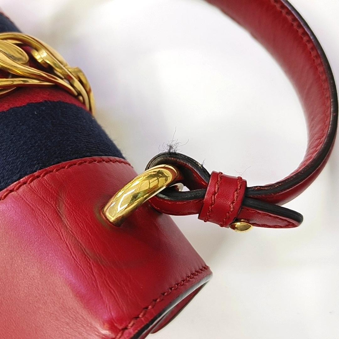 Gucci Sylvie Gold Buckle Striped Webbing Leather Mini Shoulder – Fair #1HMV7D7