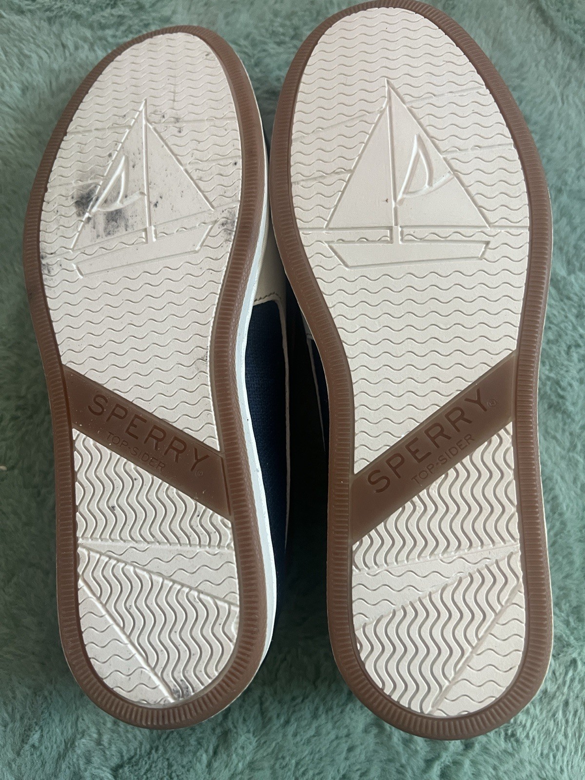Sperry Top-Sider Starfish Leather Boat Shoes Navy/Tan Lace-Up 5M STS86211