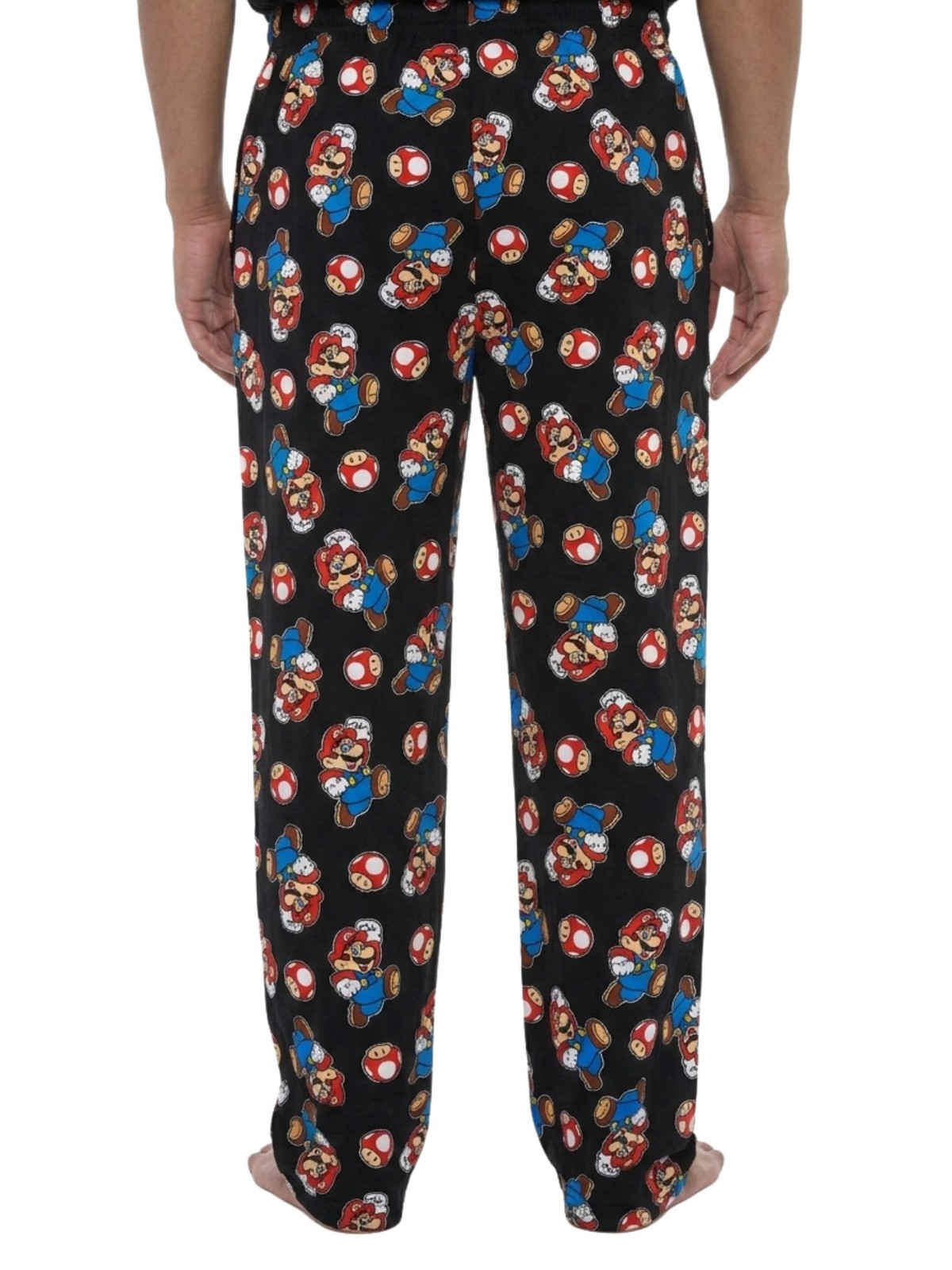 Nintendo Men’s Super Mario & Mushroom All-Over Print Pajama Sleep Pants, Black