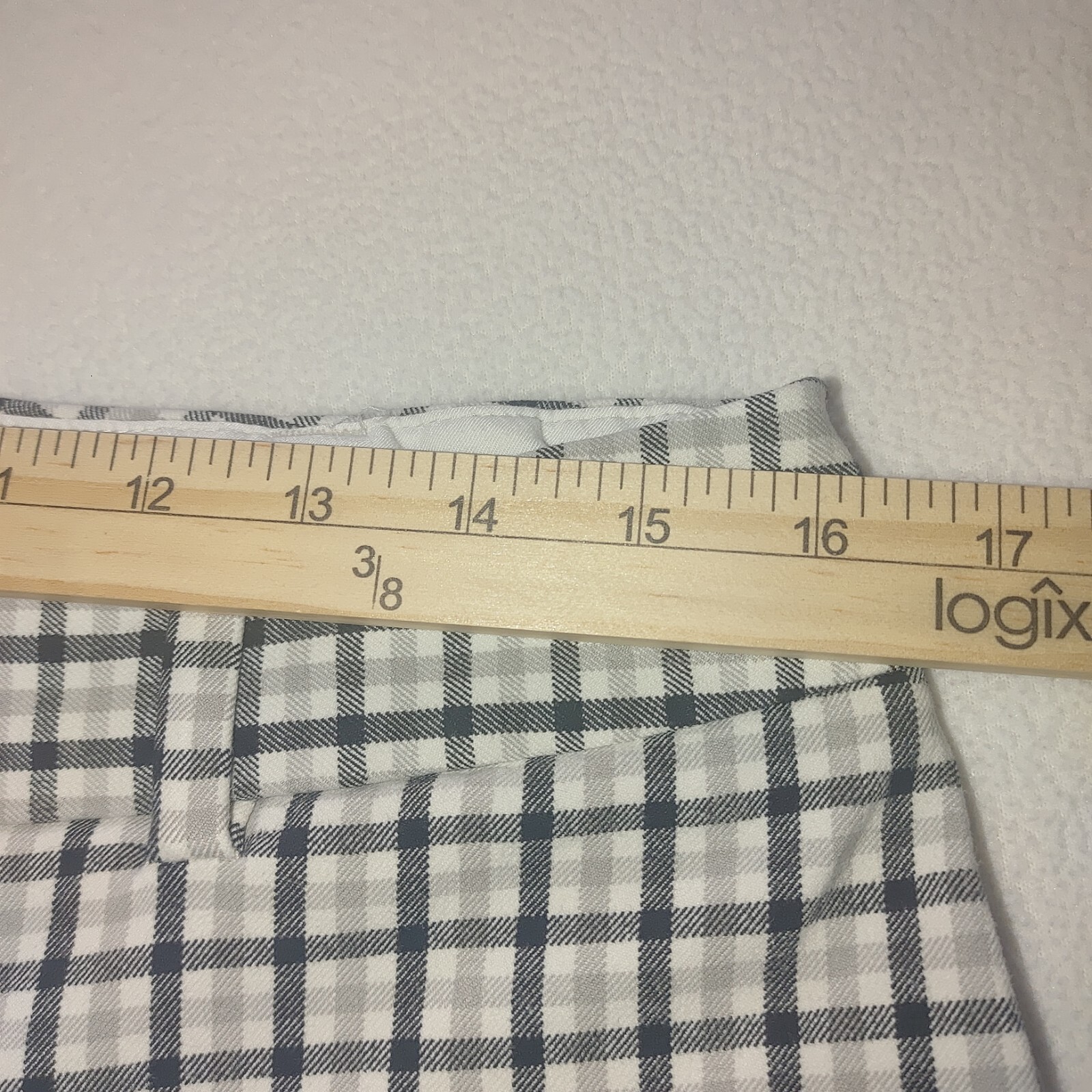 Lands End Crop Pants Womens Size 12 Slim Leg Fit 2 Black White Tan Check Stretch