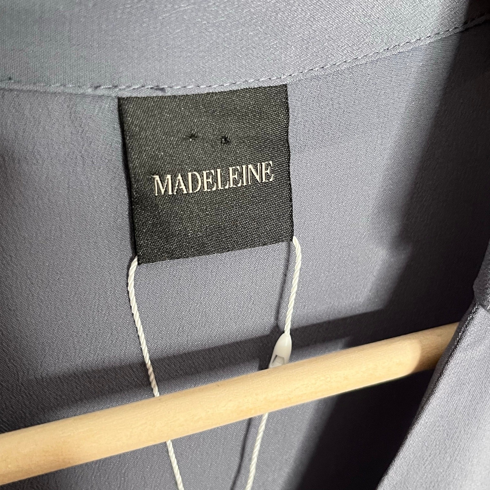 Madeleine Silk Blend Blouse Womens US 6 Blue Button Front Long Sleeve NWT