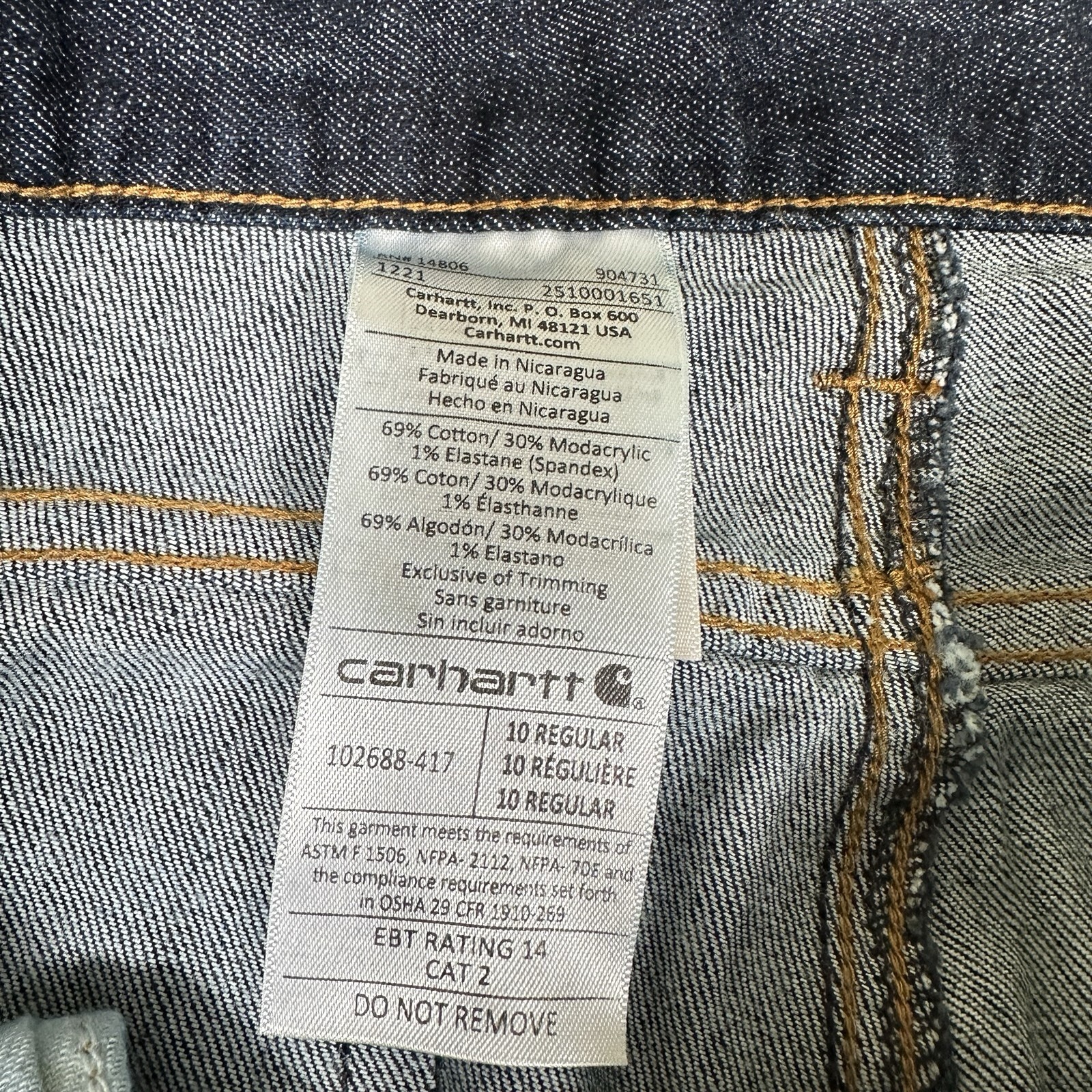 Carhartt FR Flame Resistant Rugged Flex Jeans Women Size 10 Reg Original Fit NWT