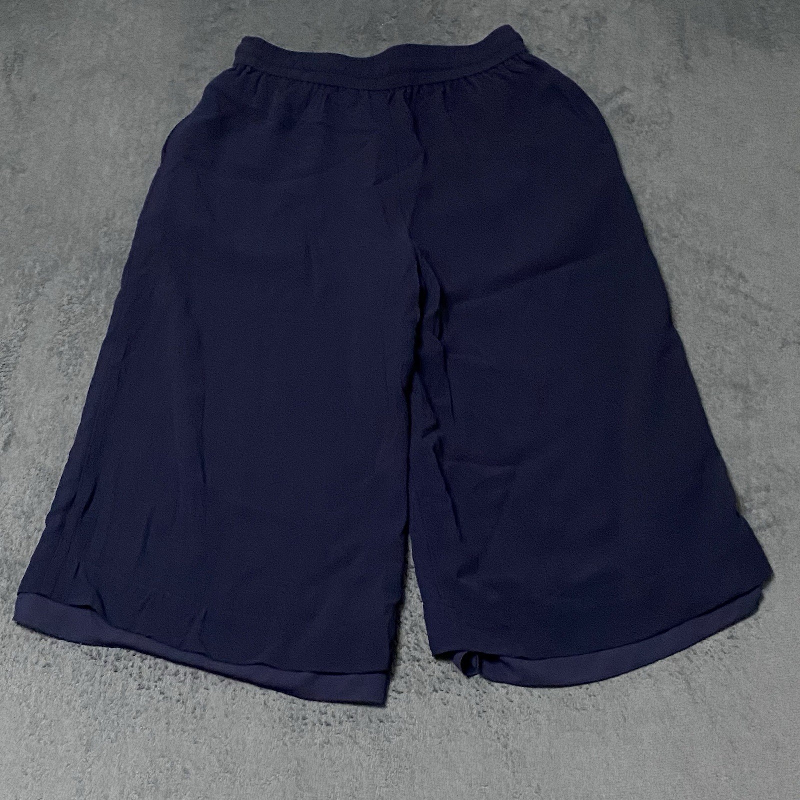 Aritzia Babaton Pants Womens M Blue Wide Leg Cropped Culottes Pull On Pockets