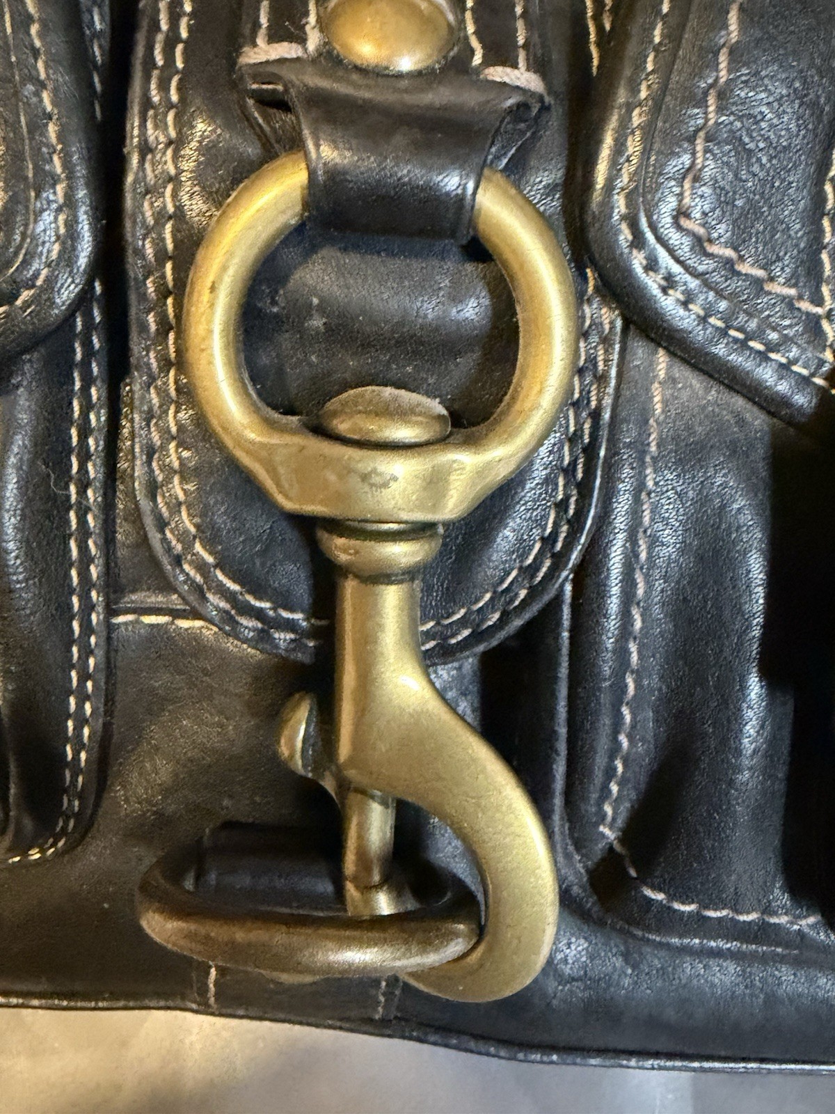 Coach Black Legacy Mandy Satchel Top Handle Zip Turn Lock Gold Hardware Bag