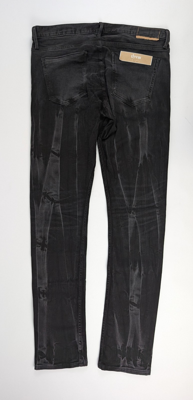 THVM Mens Size 34 Black Skinny Jeans Stretch Faded Wash Denim Pants