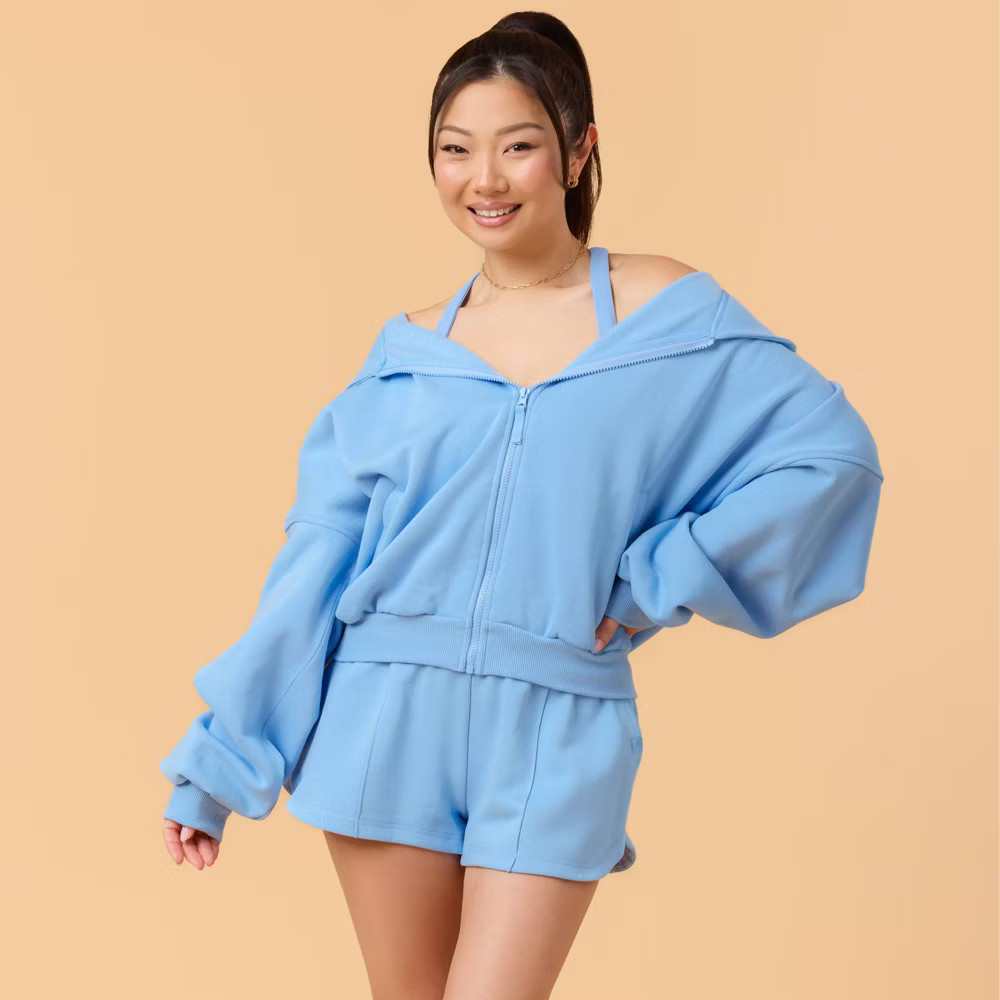 Blogilates Women Mommy & Me Marshmallow Hooded Sweatshirt – Medium Blue S