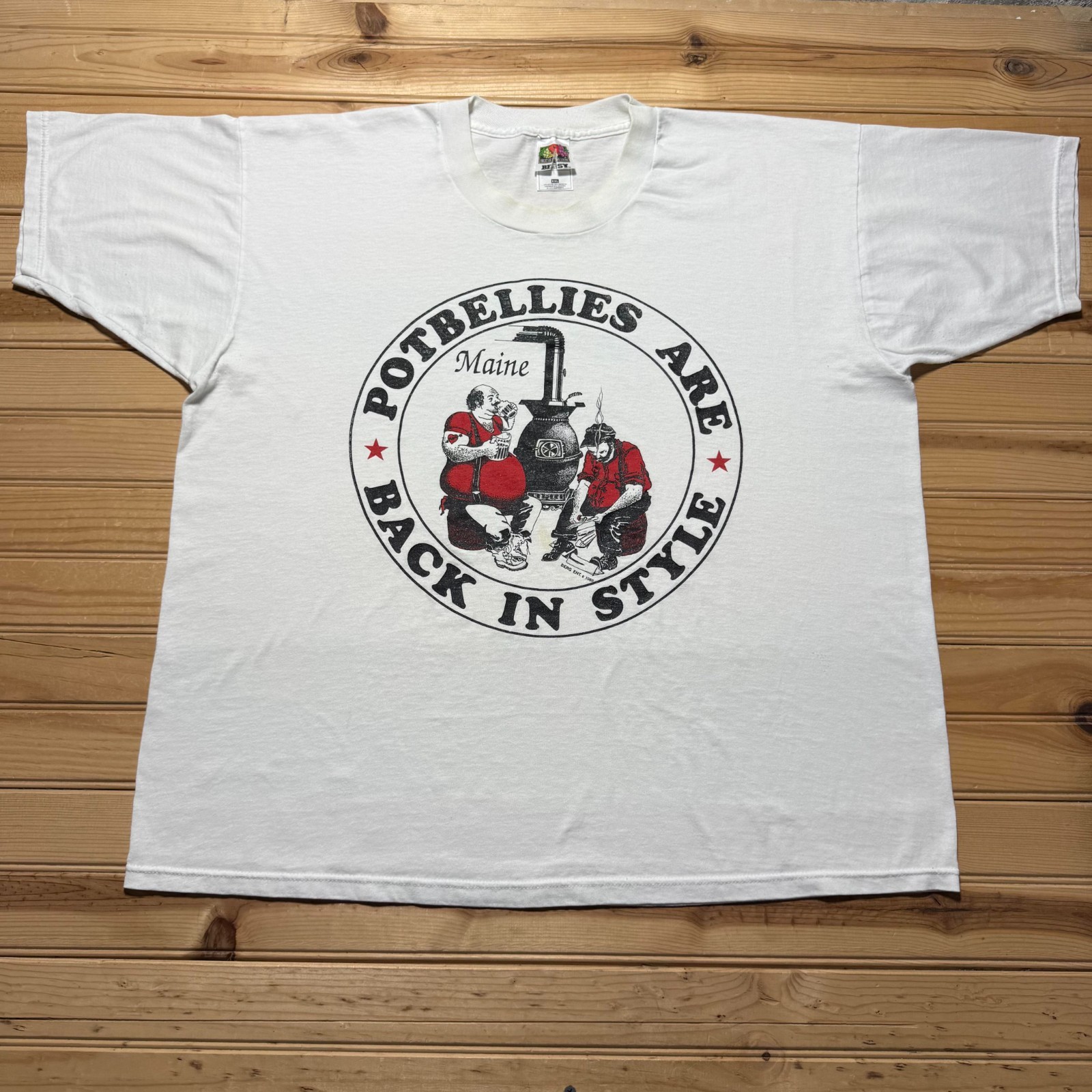 Vintage 1989 Maine Potbellies Are Back In Style Humor Beer Graphic T-Shirt – 2XL