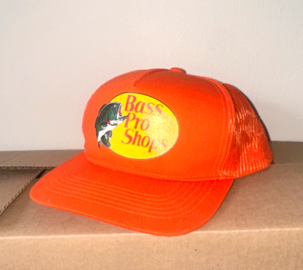 Bass Pro Shops Orange Mesh Back Adjustable Trucker Hat One Size Fishing