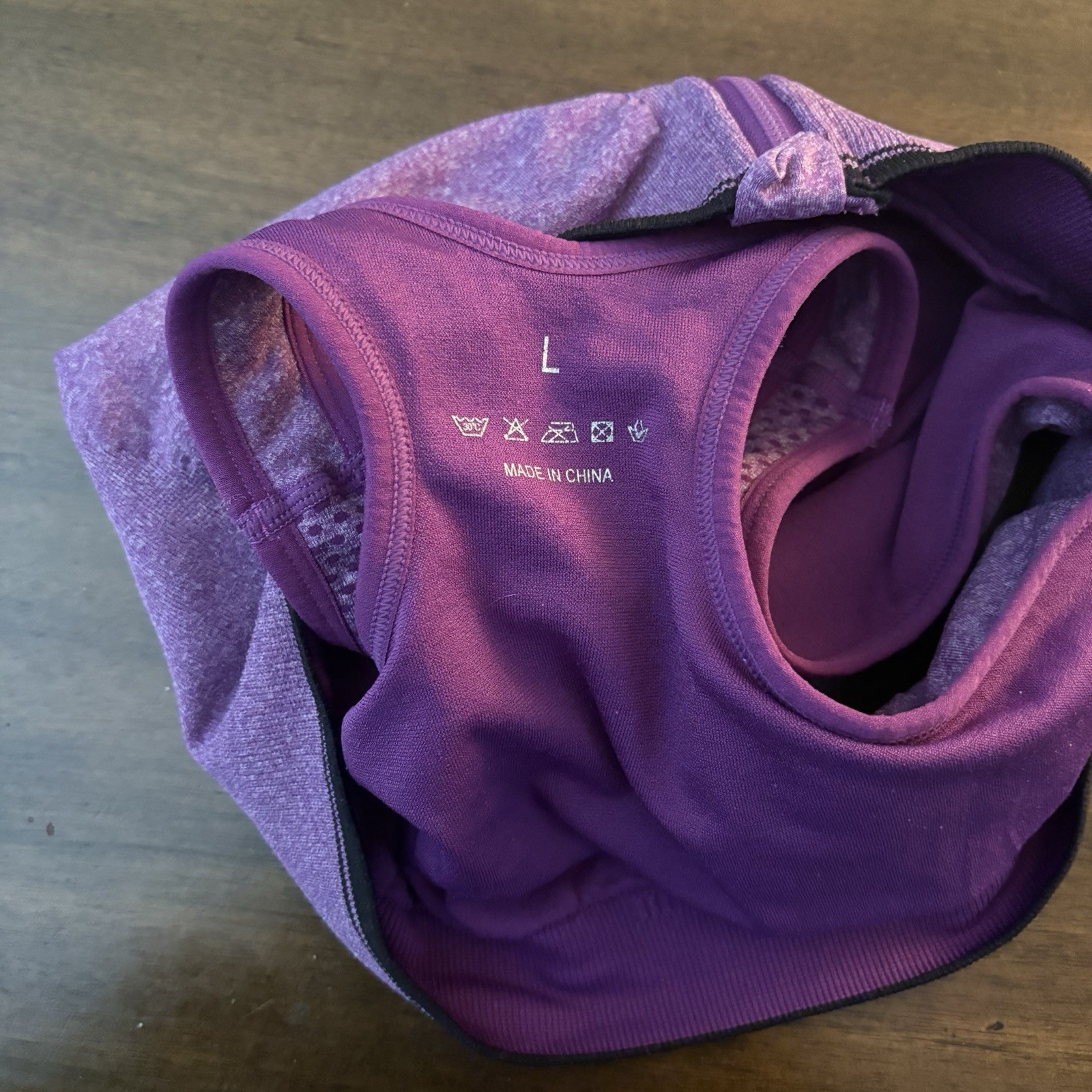 Women’s Large Sports Bra Purple Full Zip Non Padded Workout Gym Leisure R7