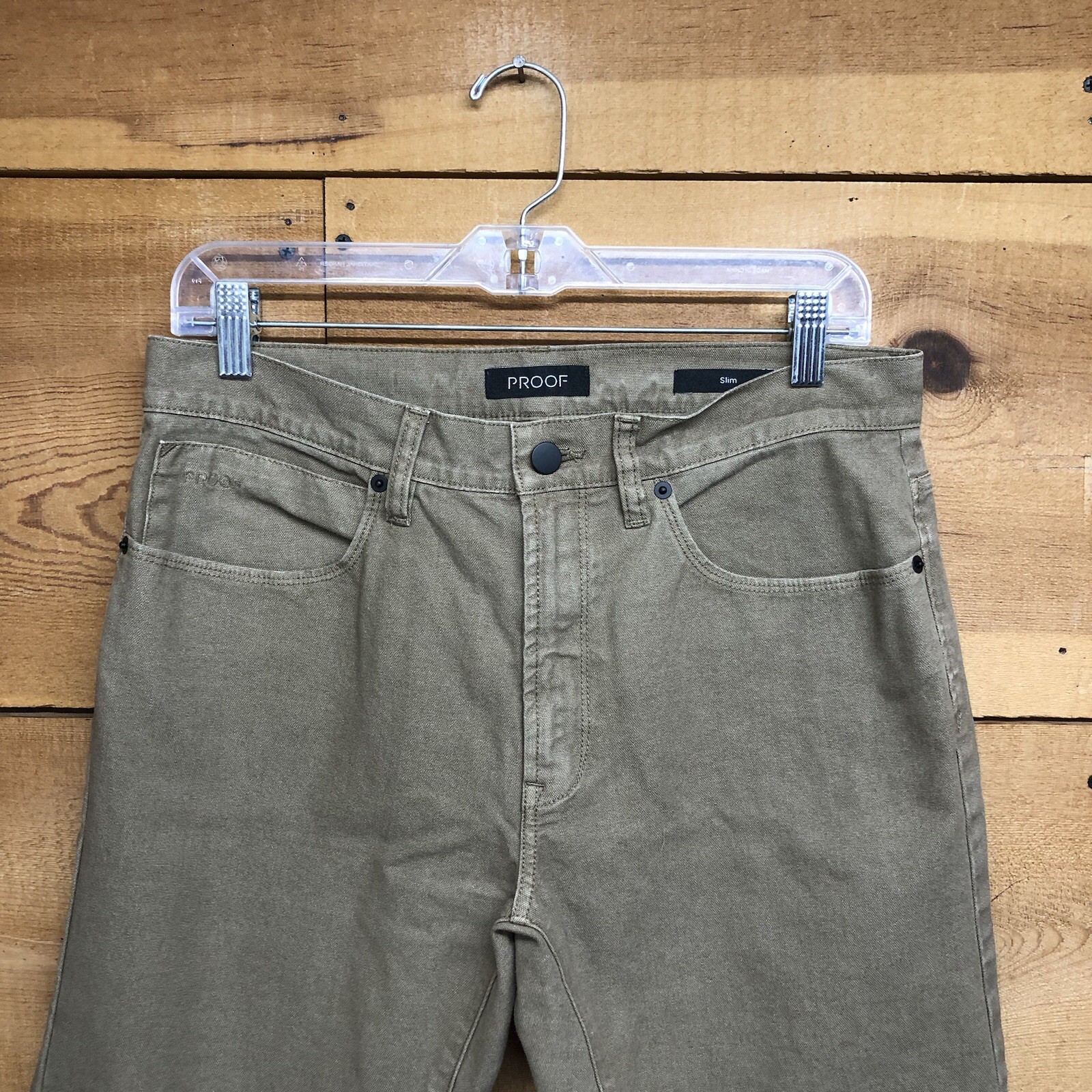 Proof Rover Slim Workwear Pants Mens Size 31×30 Stretch Casual Beige Canvas