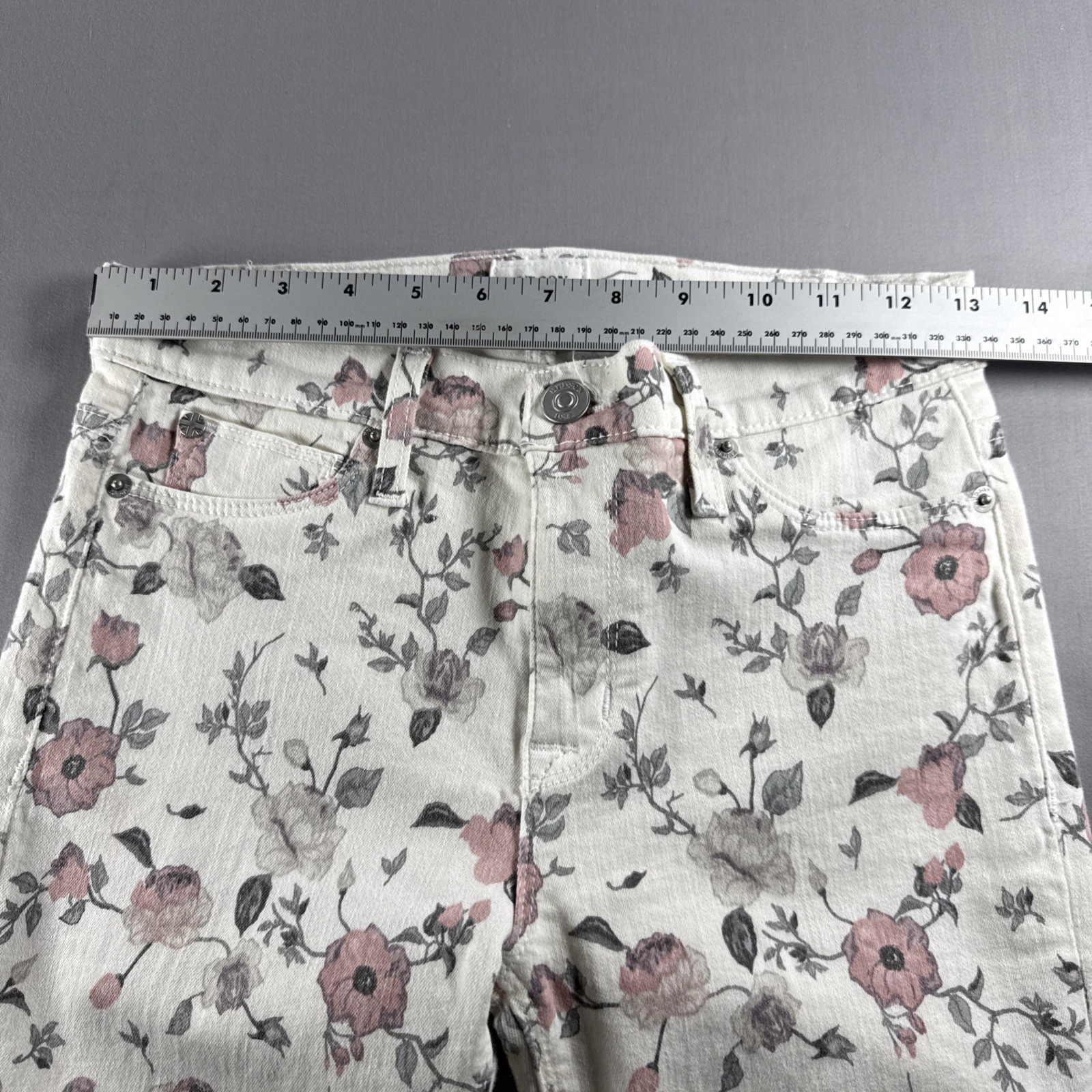 HUDSON Nico MidRise Super Skinny Jeans Suay Pink Floral Print Ankle Size 26
