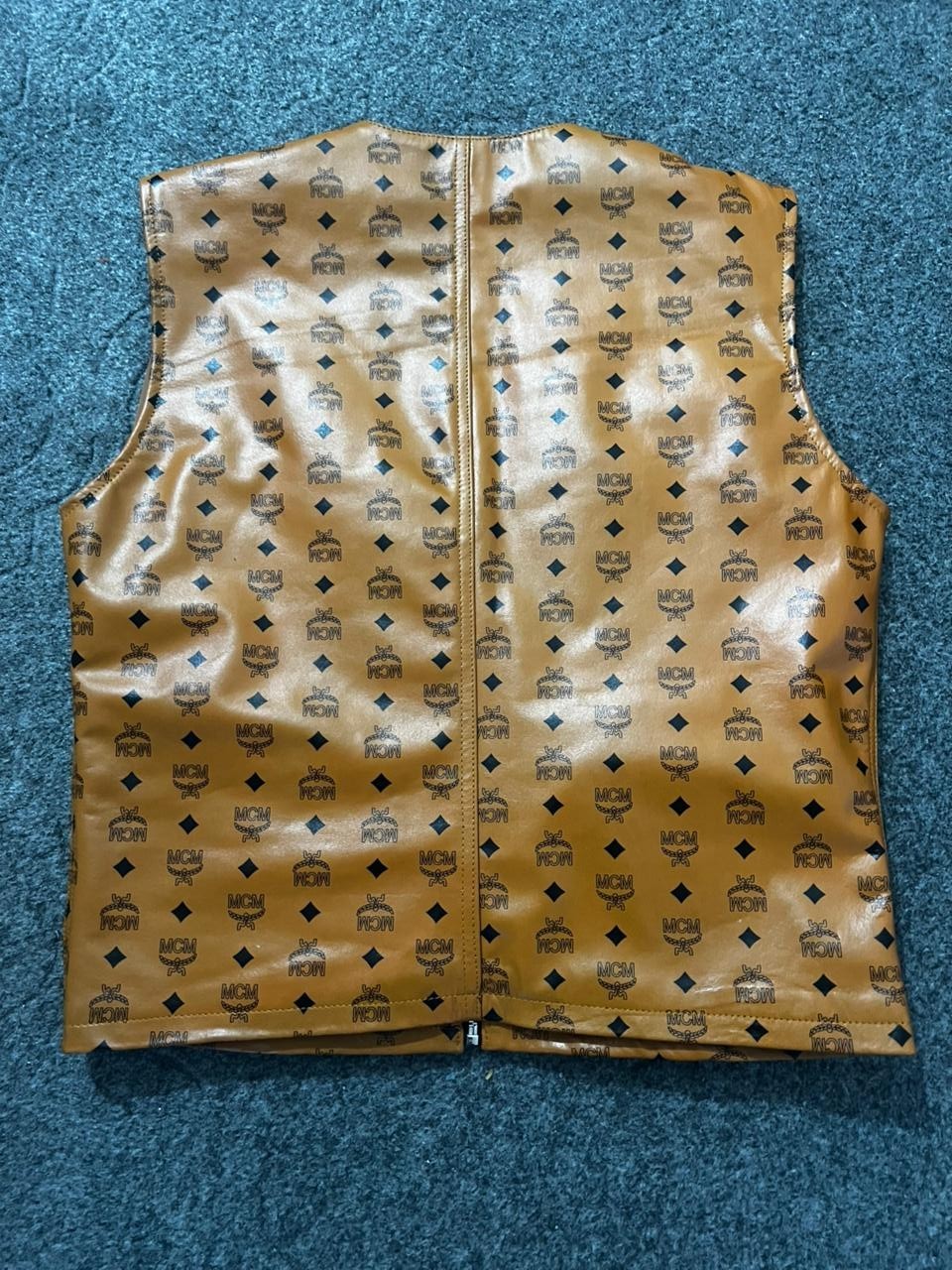 Men’s MCM Brown Leather Motorcycle Vest Biker Casual Riding Vest, Handmade