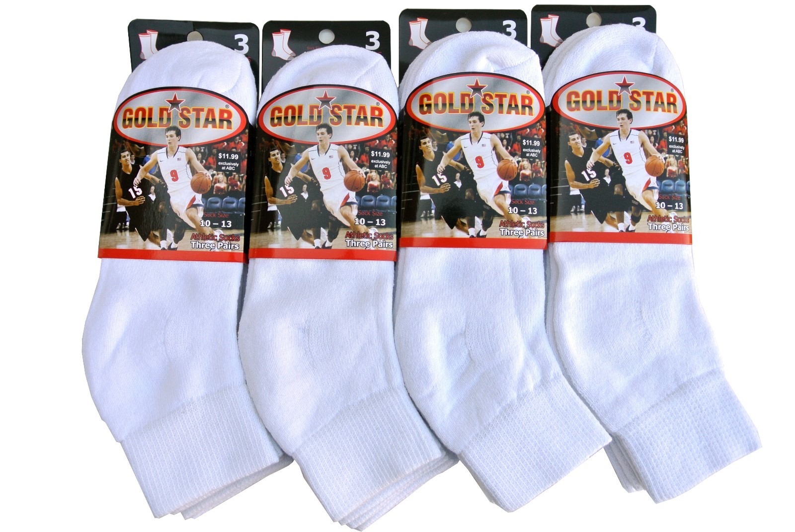6 OR 12 Pairs Gold Star Athletic Men’s Ankle Sports Socks Sz. 10-13