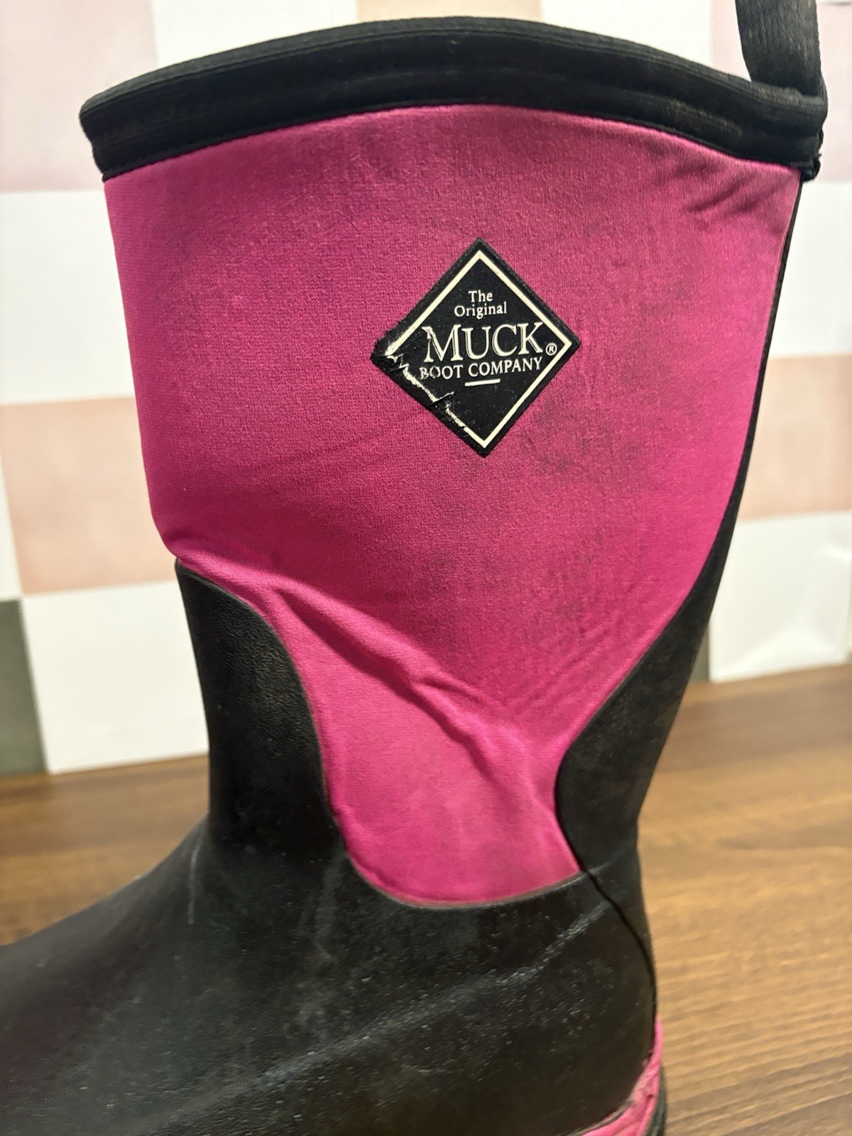 Muck Boot Company Kids Waterproof Boots Black Pink Size 6 Rubber Neoprene