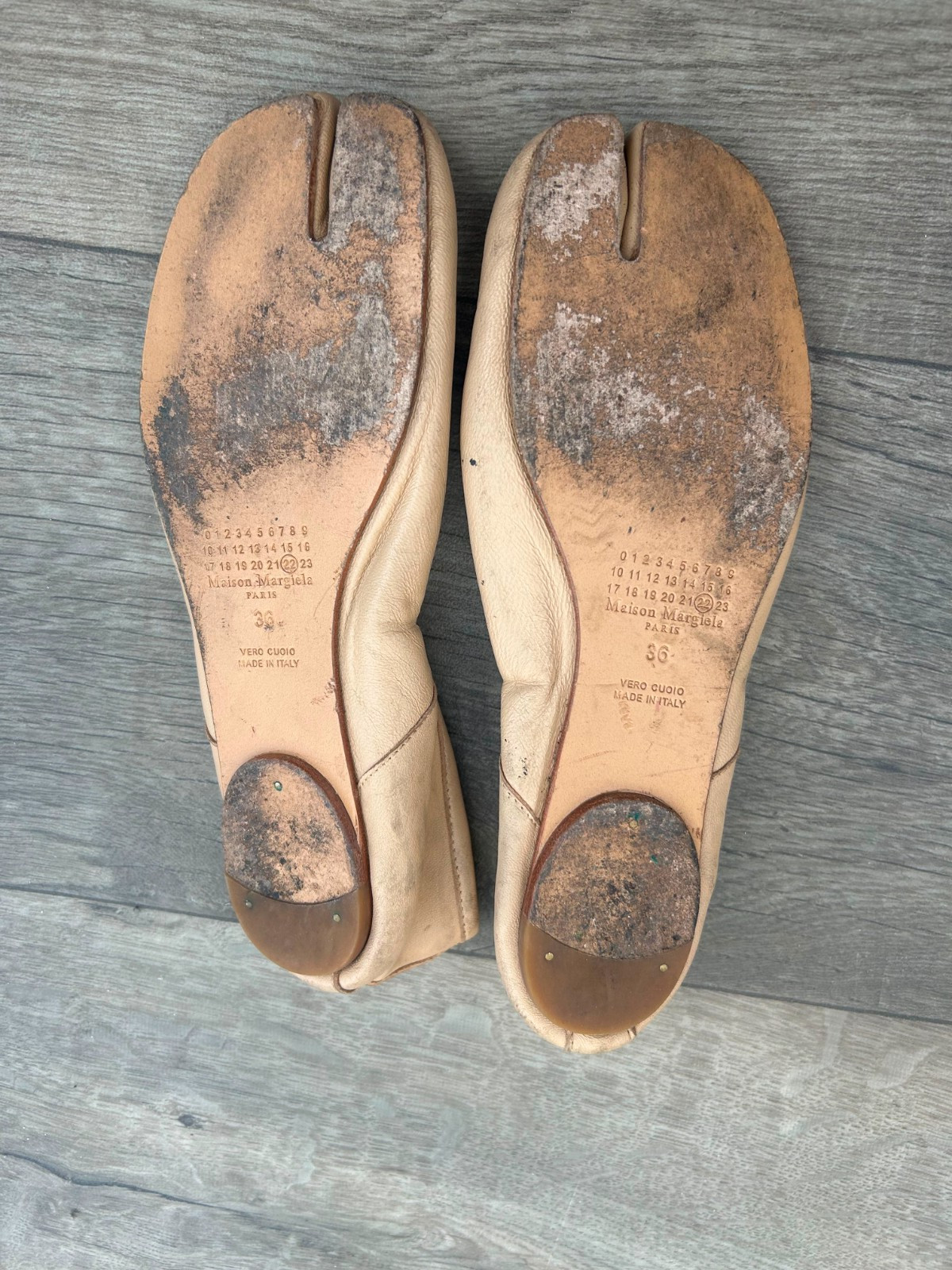 Maison Margiela Tabi Leather Beige Ballerina Flats EU 36 US 6