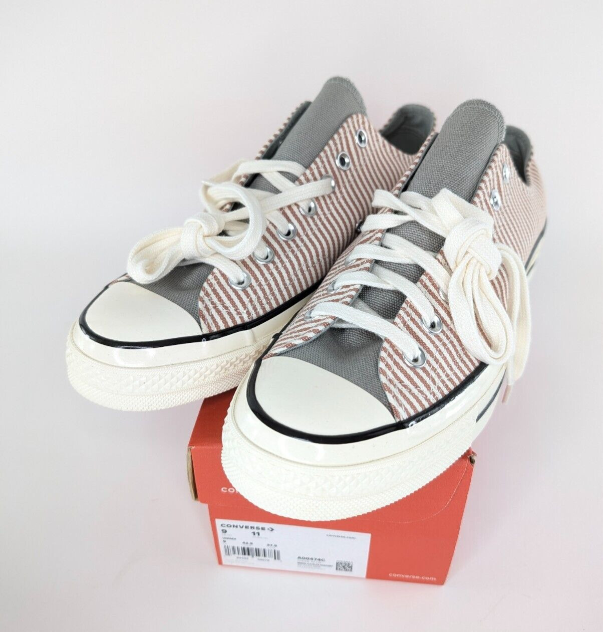 Converse Unisex Chuck 70 Stripe Sneaker Clay/Slate Sage/Egret A00474C sz 9 Men