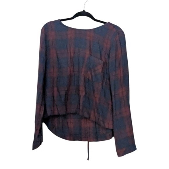 Anthropologie Cloth & Stone Plaid Twist-Front Top, Small