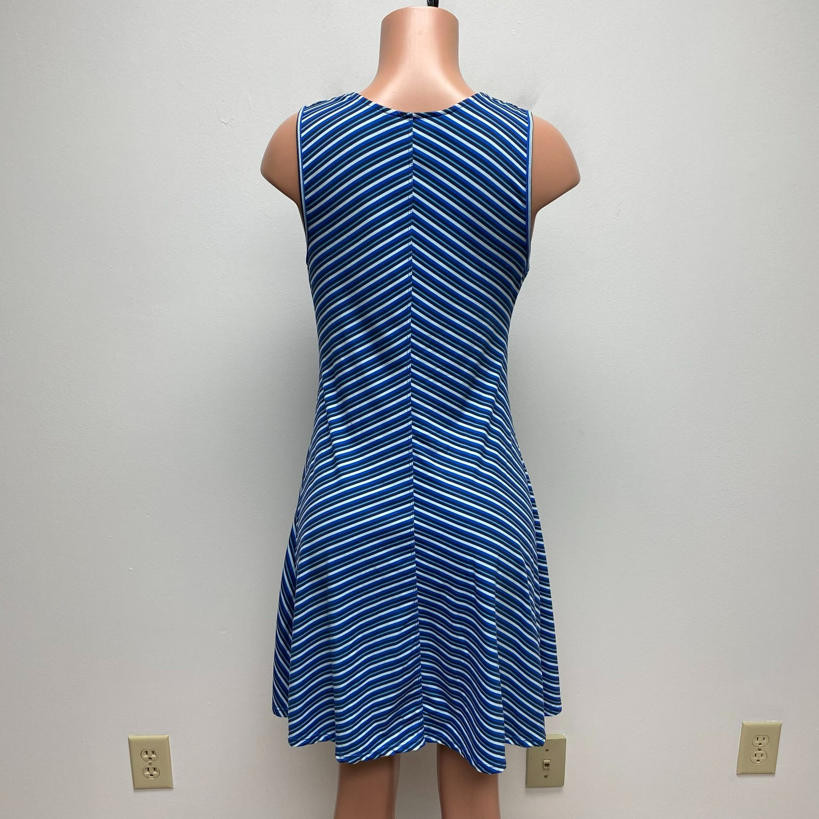 Freedom Trail by Kyodan Womens Blue Striped Cowl Neck Sleeveless Tank Dress S