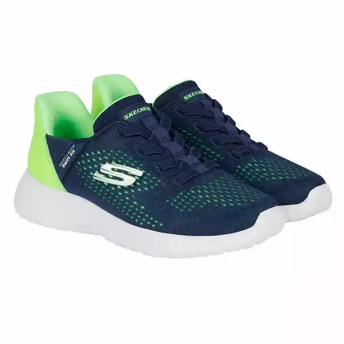 New With Box!Skechers Kids Hands Free Swift Fit Sneaker Shoes, Black/Navy