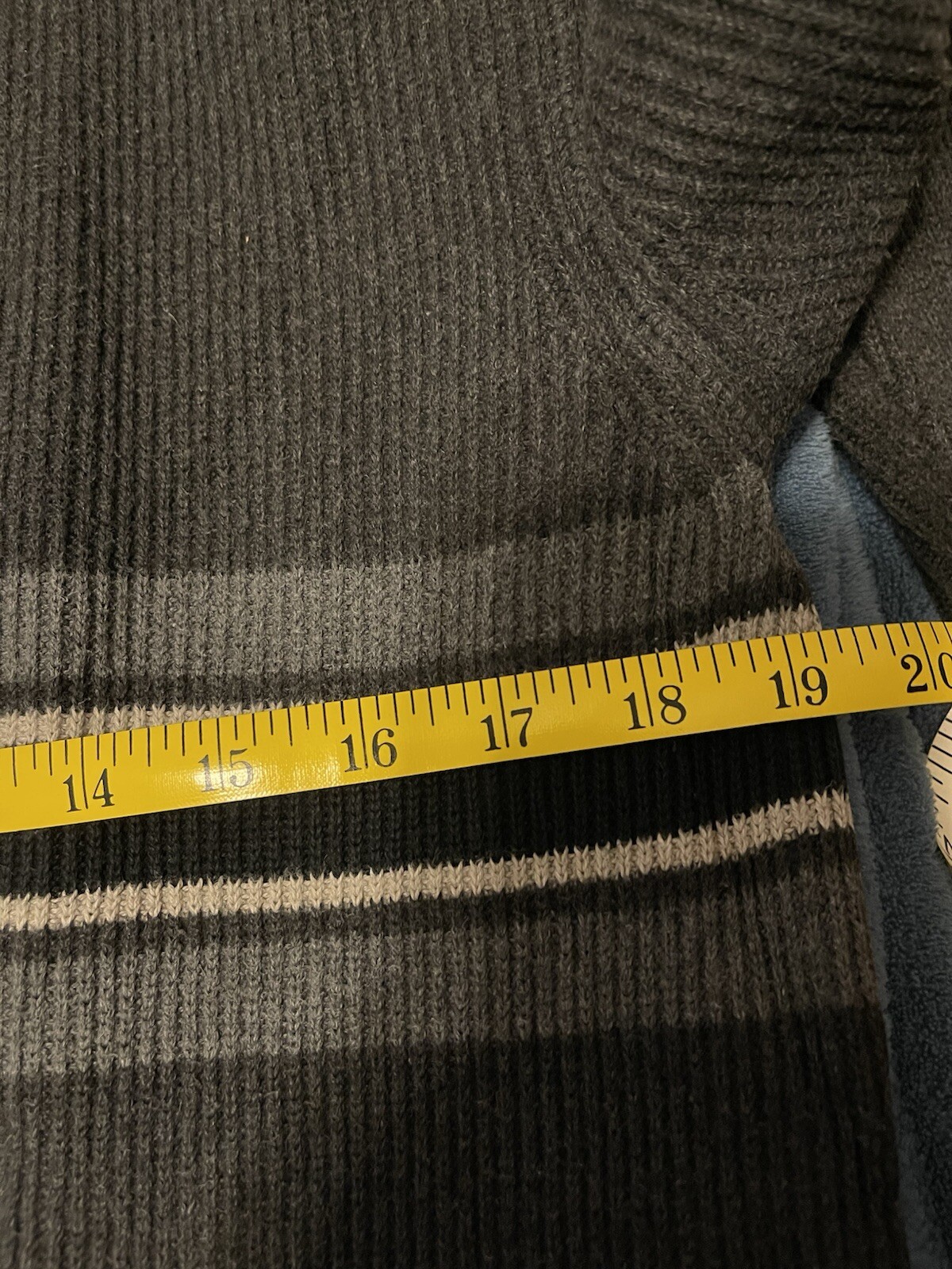 EDDIE BAUER SIGNATURE COTTON QUARTER ZIP MEN CHARCOAL CHEST STRIPE SWEATER SMALL