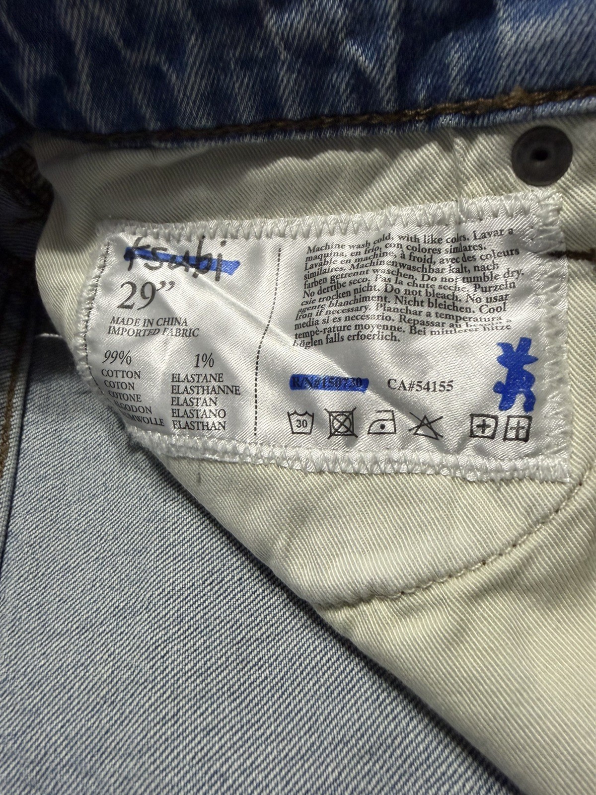 Ksubi Van Winkle Skinny Jeans Blue Size 29 with Logo Button Fly