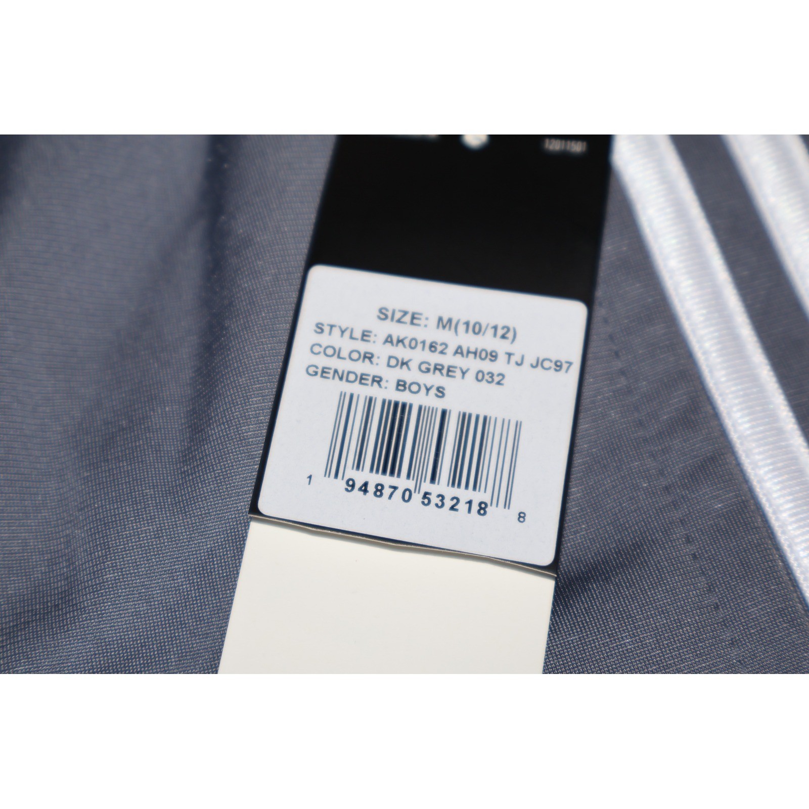 Adidas Gym Pants Boys Medium (10/12) Dark Grey 3-Stripe Joggers NEW TAGS