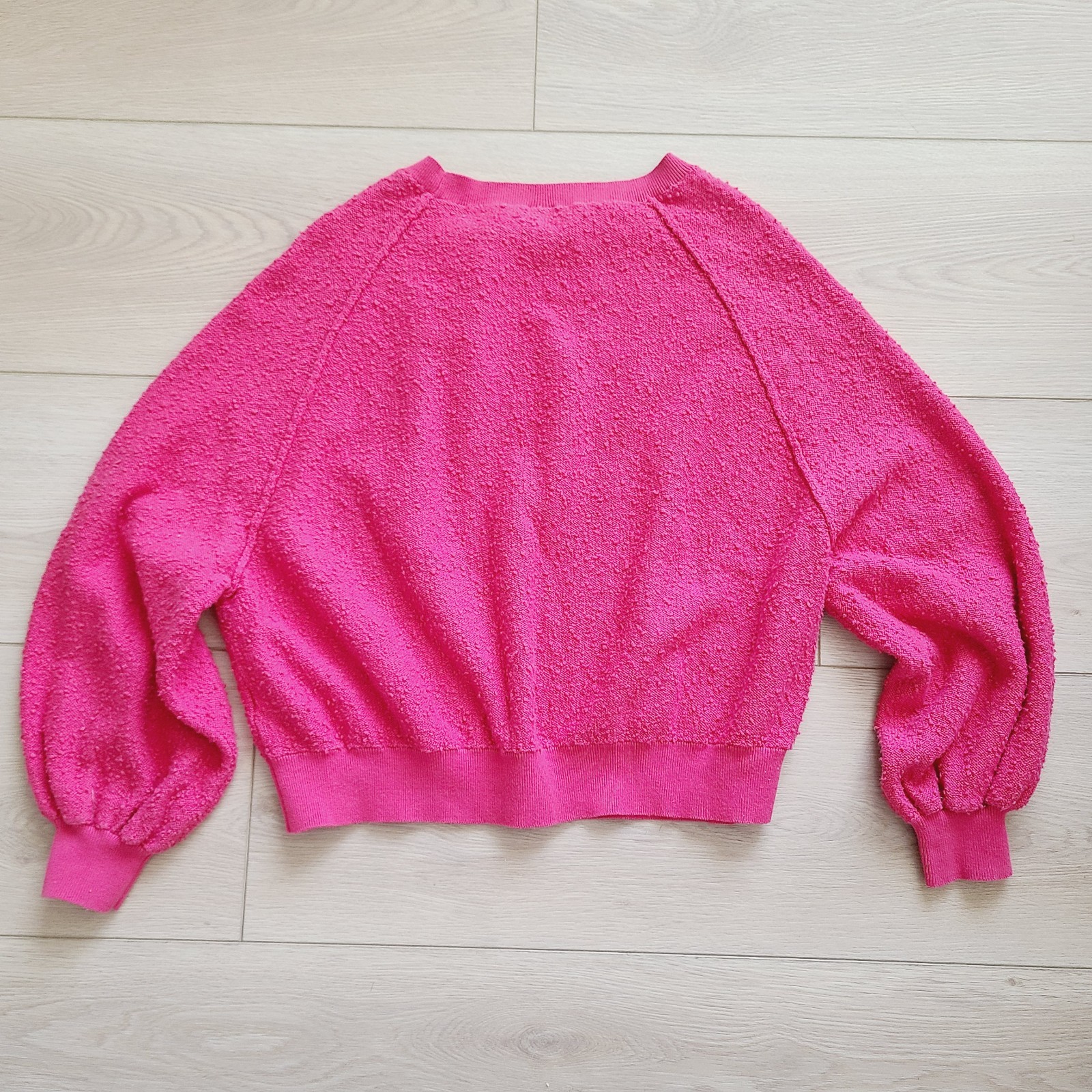 Free People Found My Friend Pullover S Pink Pebbled Textured Dolan Sleeve…