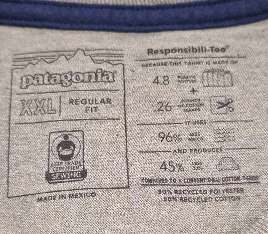 MENS PATAGONIA RESPONSIBILI-TEE SIZE XXL
