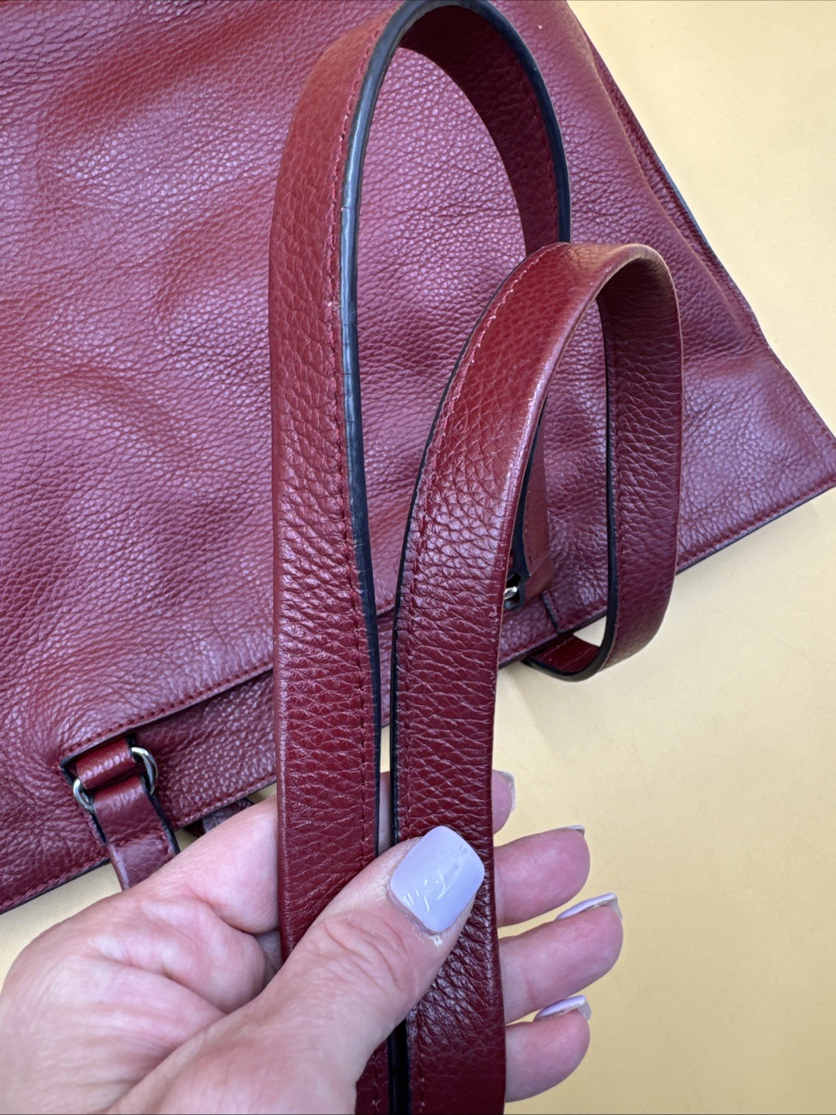 Rebecca Minkoff Red Leather Shoulder Bag Bottom Studs Sliver Hardware