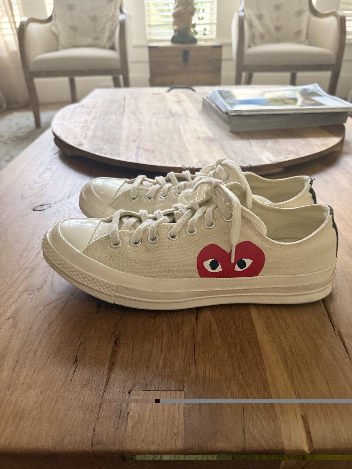 $150 Converse Comme des Garçons Play x Chuck 70 Low Multi Heart Red M-8.5,W-10.5