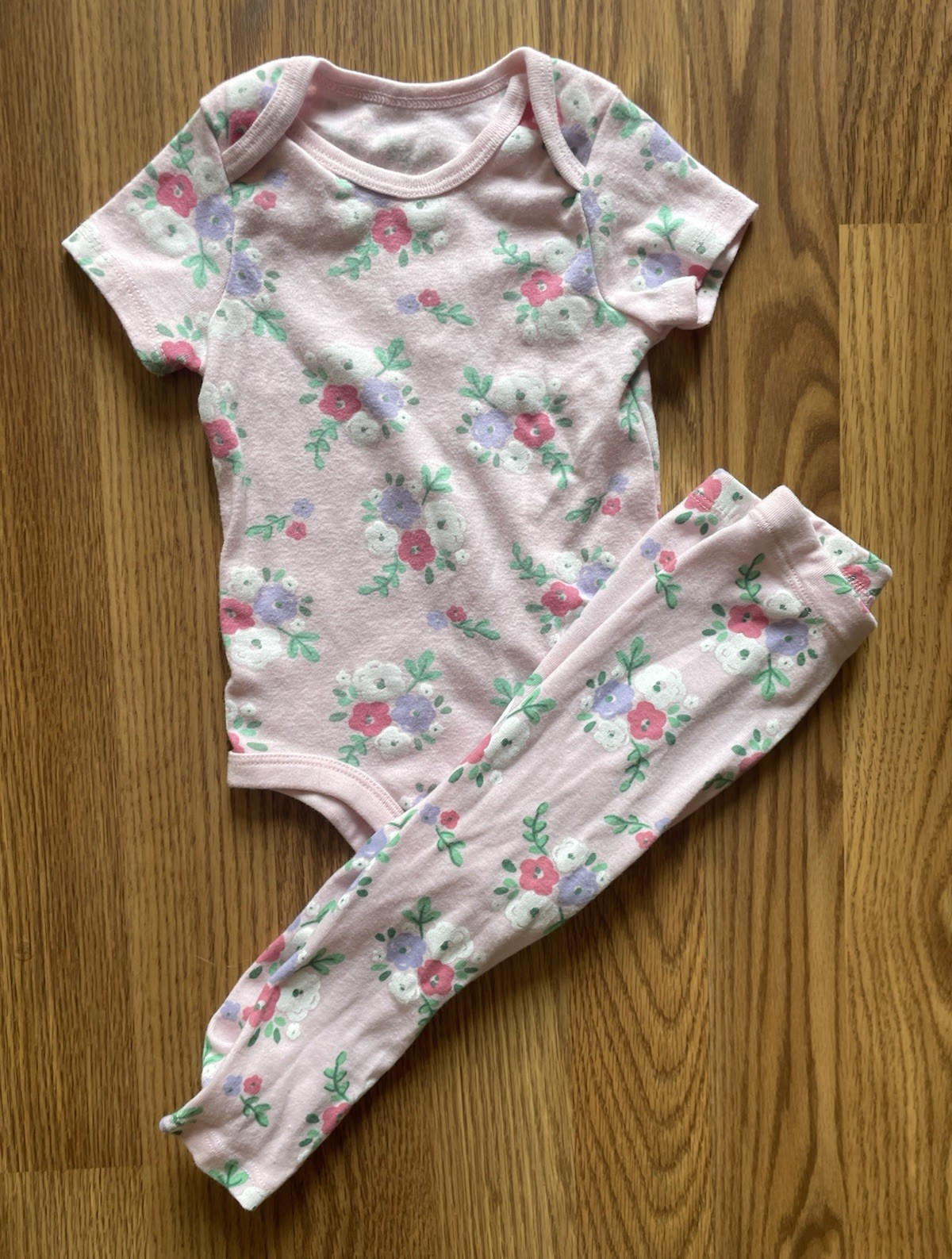 Lullaby Lane 2pc Baby Girls Bodysuit & Pants Set 6-9M Pink Floral