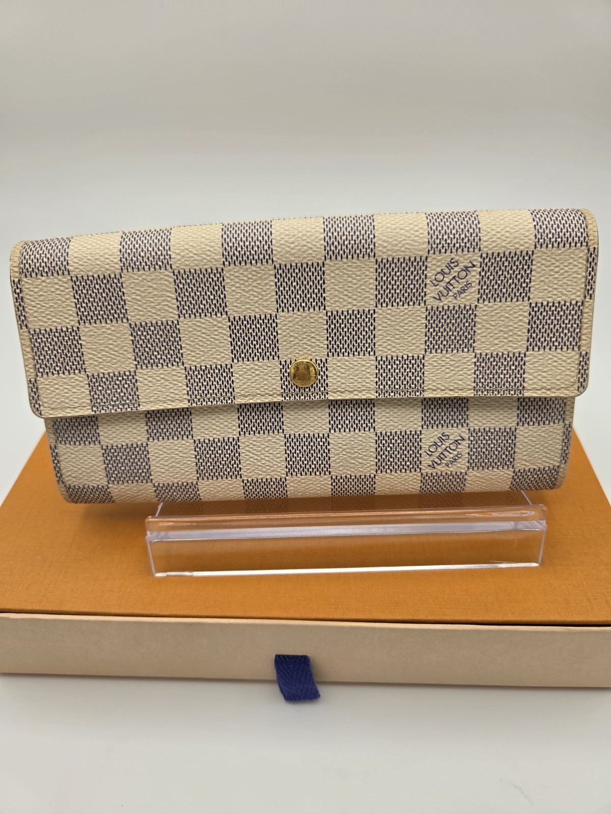 Louis Vuitton Damier Azur Sara Wallet W Box Dust Bag And COA