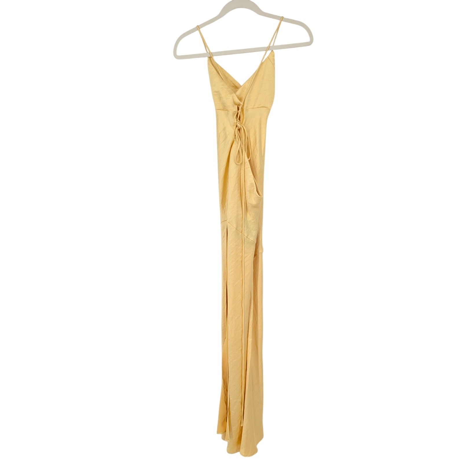 Babyboo Isobel Lemon Yellow Lace Up Back Maxi Dress XL NWT