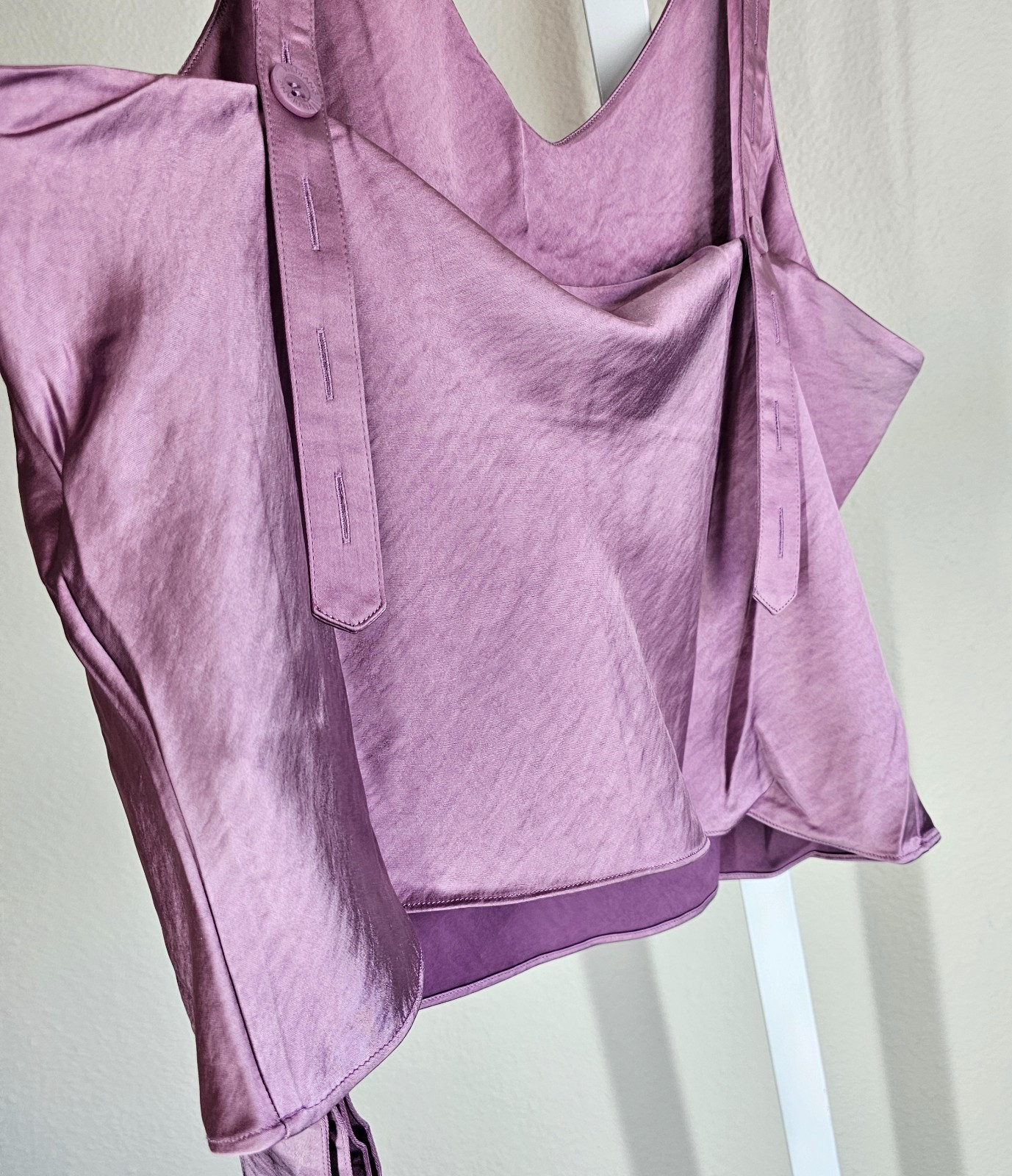 Wildfang The Empower Satin Cami Tank Medium W Tie Mauve Purple NEW