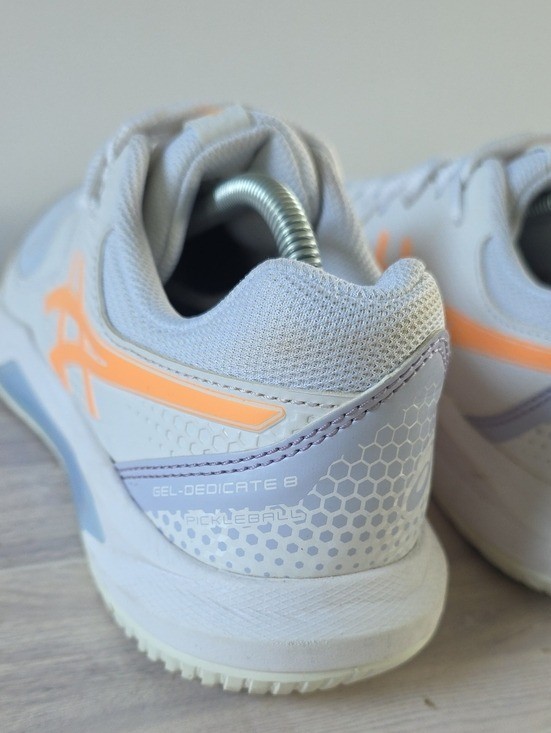 Asics Gel Dedicate 8 Womens Pickleball Court Sneaker Shoe White Orange Size 8