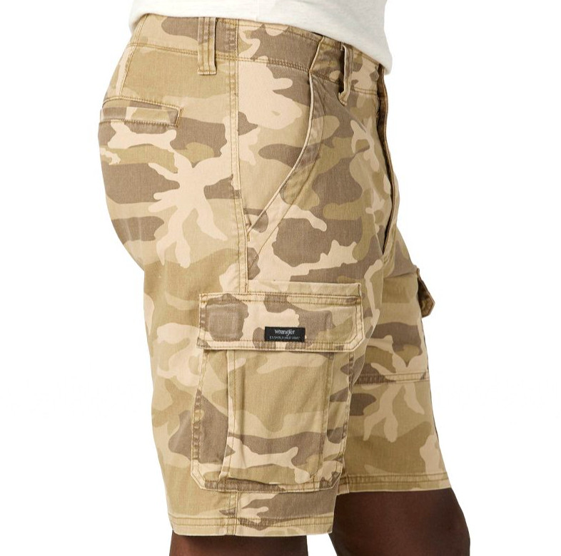 Men’s Wrangler Relaxed Fit Cargo Shorts w/ Stretch Beige Tan Camo CHOOSE SIZE
