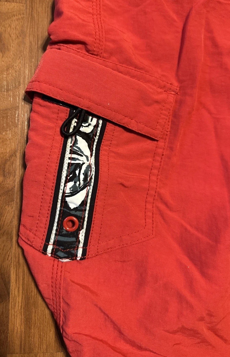 Vintage 80s Hobie Shorts Swim Trunks Red W Trim Surf Size 34 Made In USA