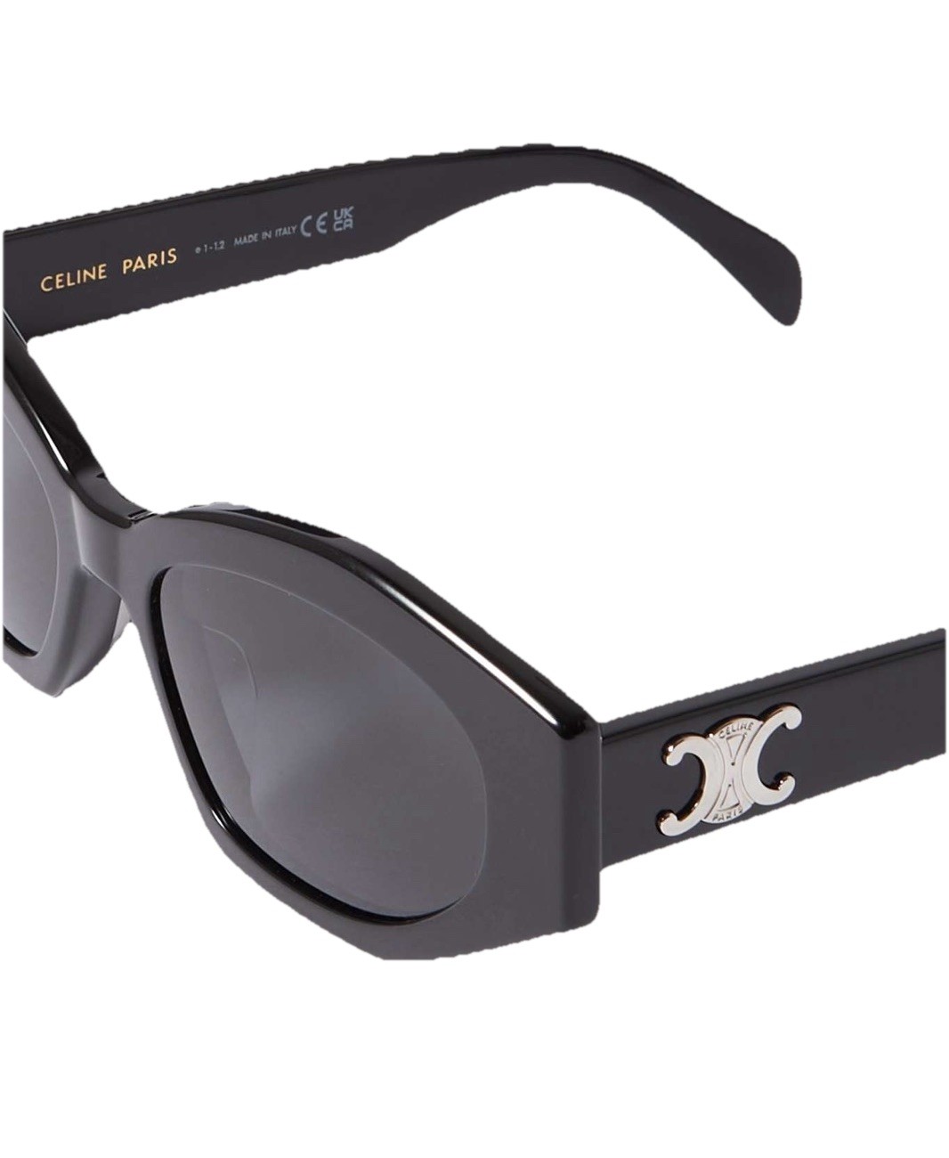 Celine CL40238U 01A Triomphe Oval Women Sunglasses Black Silver Grey AUTHENTIC