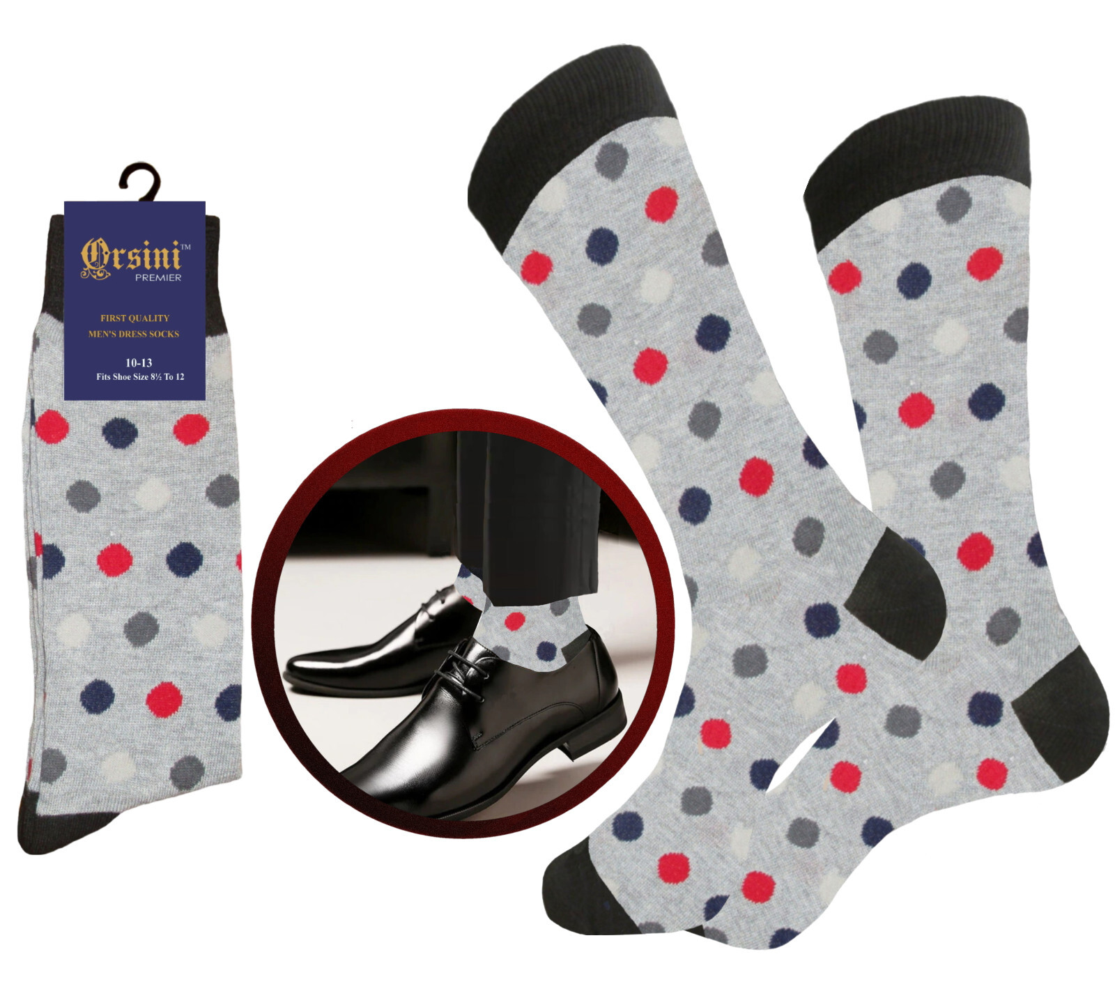 12-6 Pair MULTI PATTERN First quality Multi color Men’s COTTON Dress Socks 10-13