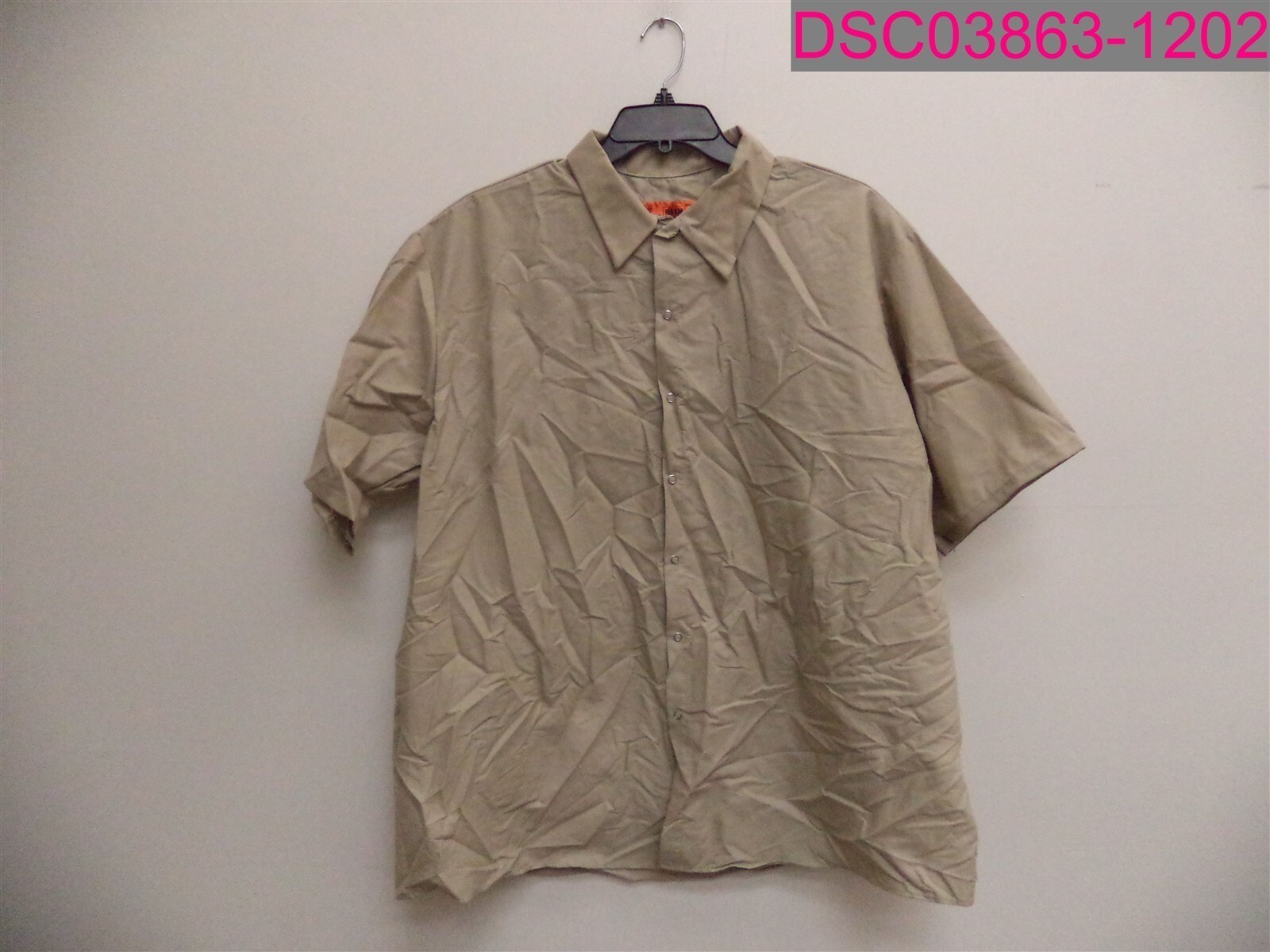QTY=2;Red Kap SP26LT Mens Specialized Pocketless Short Sleeve Work Shirt Tan 3XL