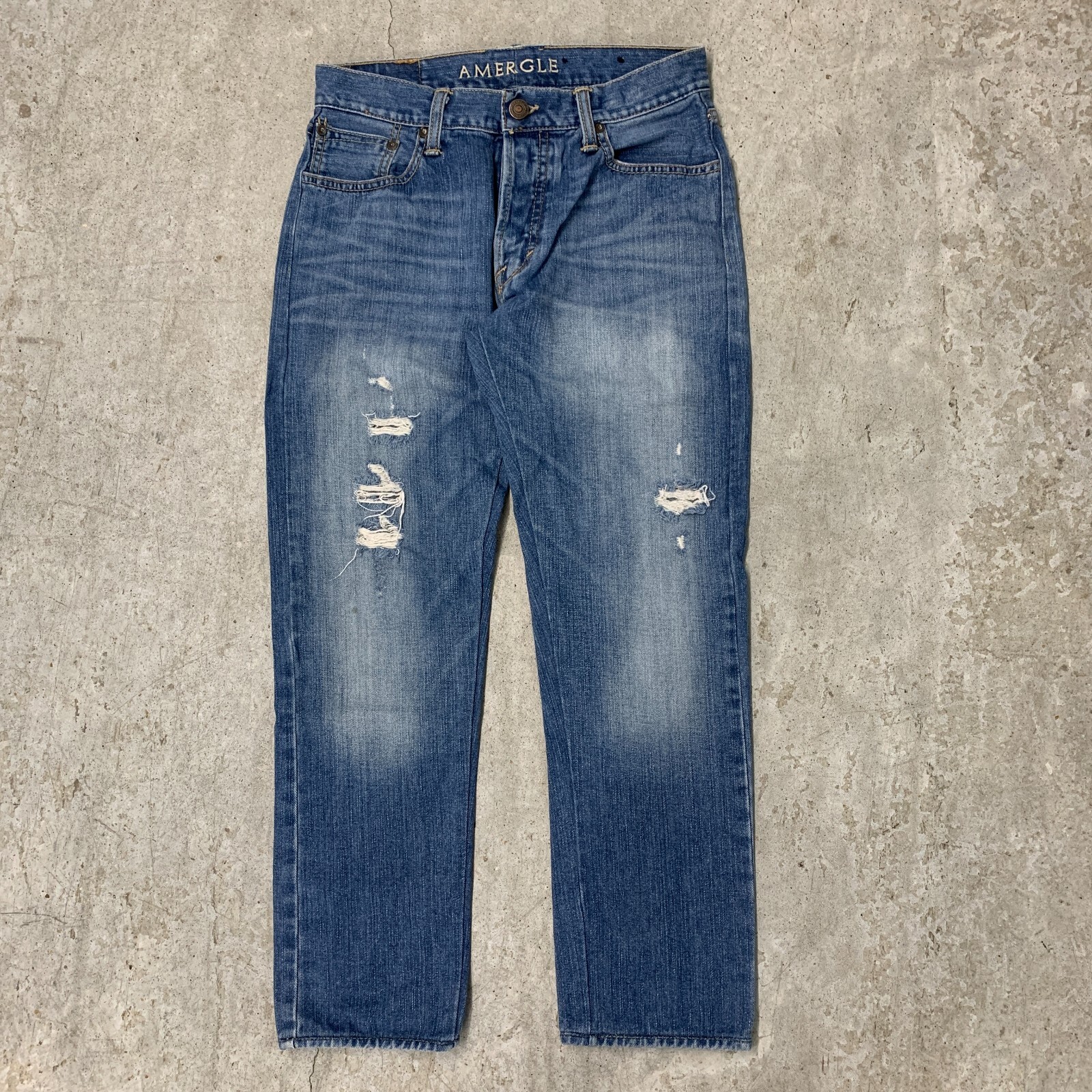 American Eagle Jeans 31×27 Blue Pants Low Rise Boot Distressed Grunge Tag 33×30