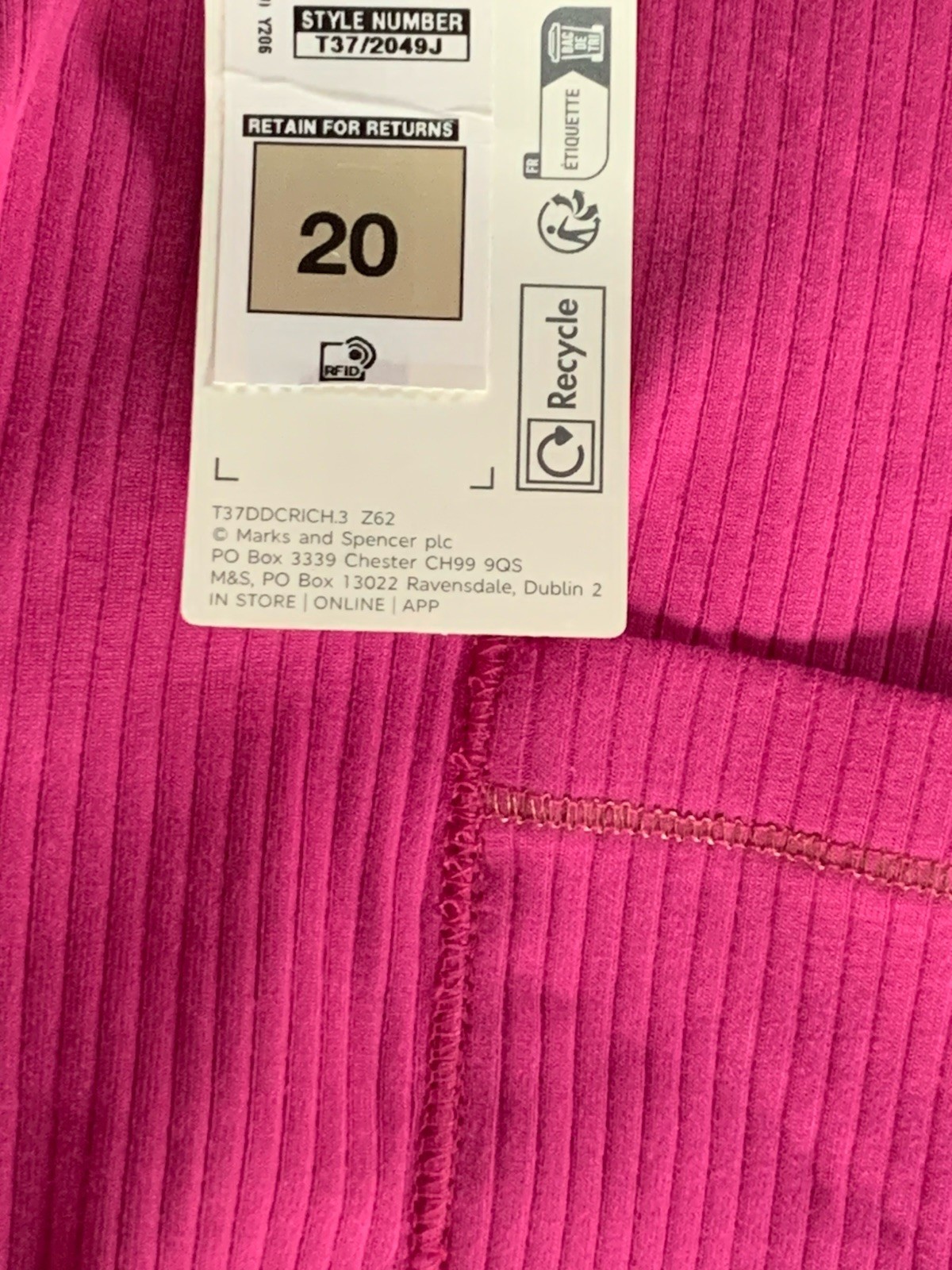 BNWT M&S Women/Ladies Fuchsia Cotton Pyjamas Sets With Eye Mask Size Uk 20