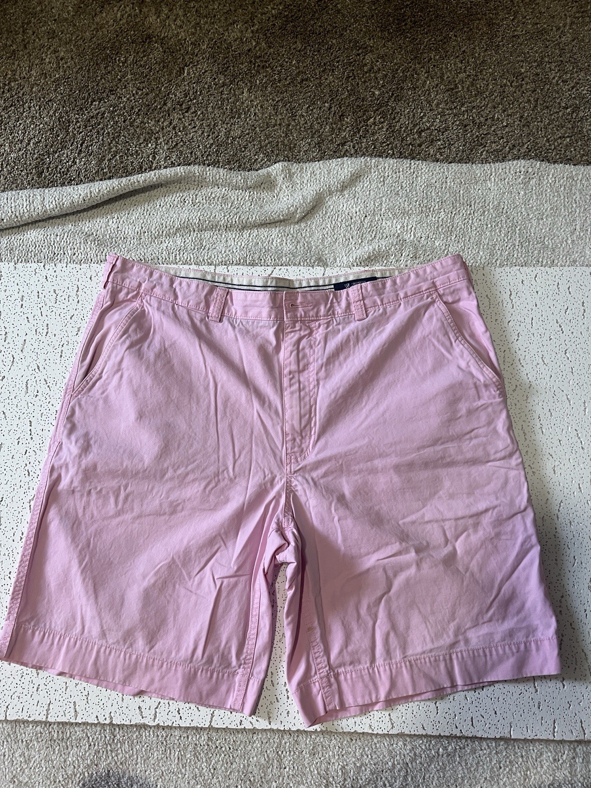 Cremieux Men’s Pink Cotton Chino Shorts Flat Front Zip Slash Pockets Solid