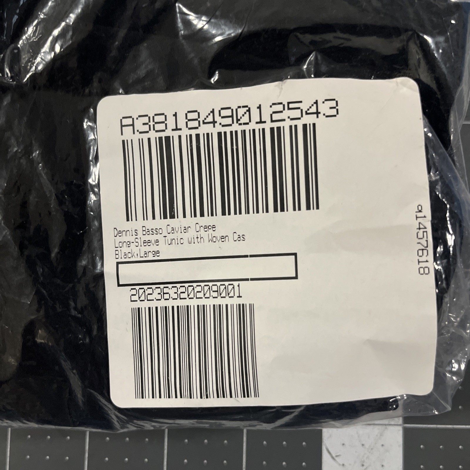 Dennis Basso Top Women’s L Major Black Caviar Crepe Tunic Long Sleeve – New